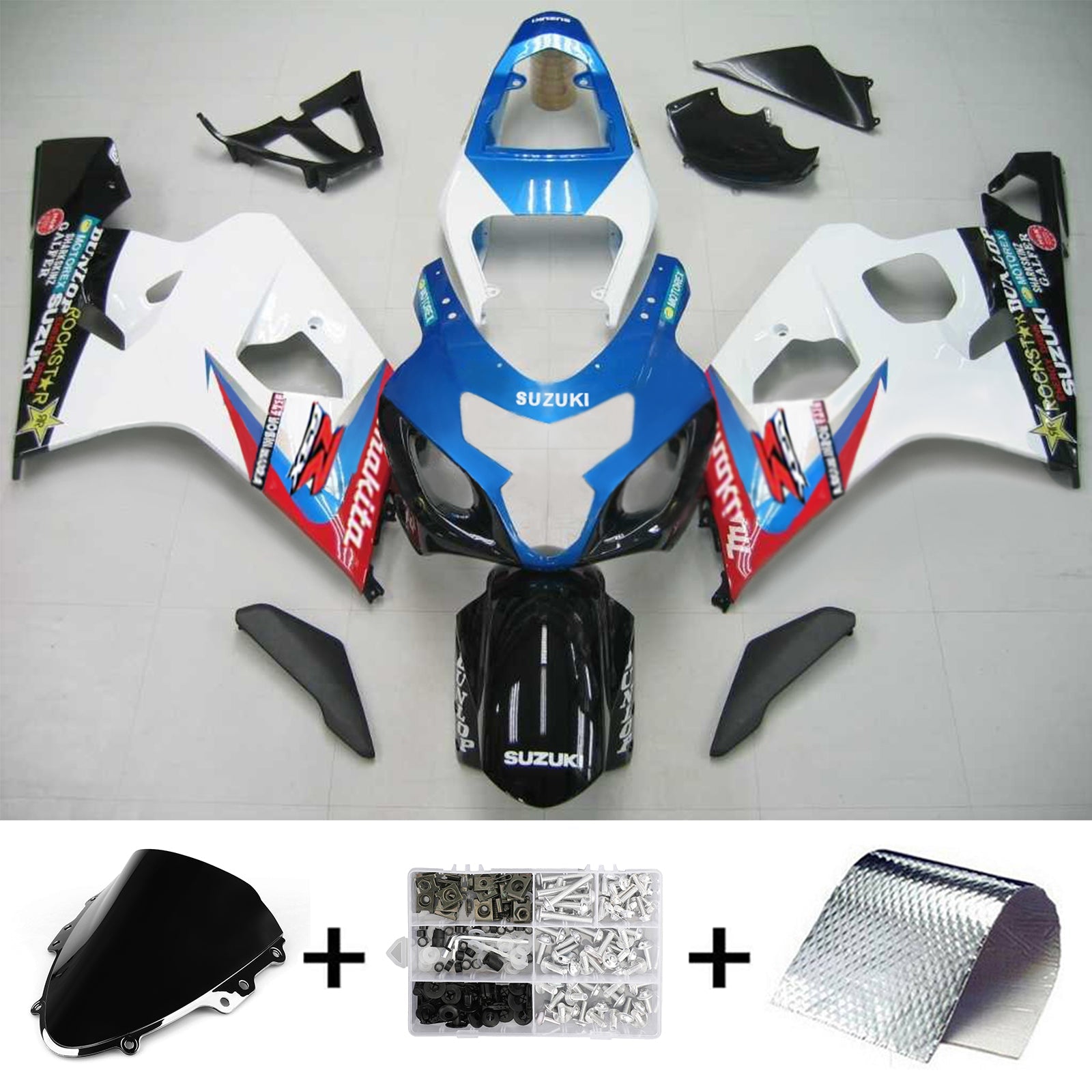 2004-2005 Suzuki GSXR 600/750 K4 Kit de carénage d'injection carrosserie plastique ABS #104 Amotopart