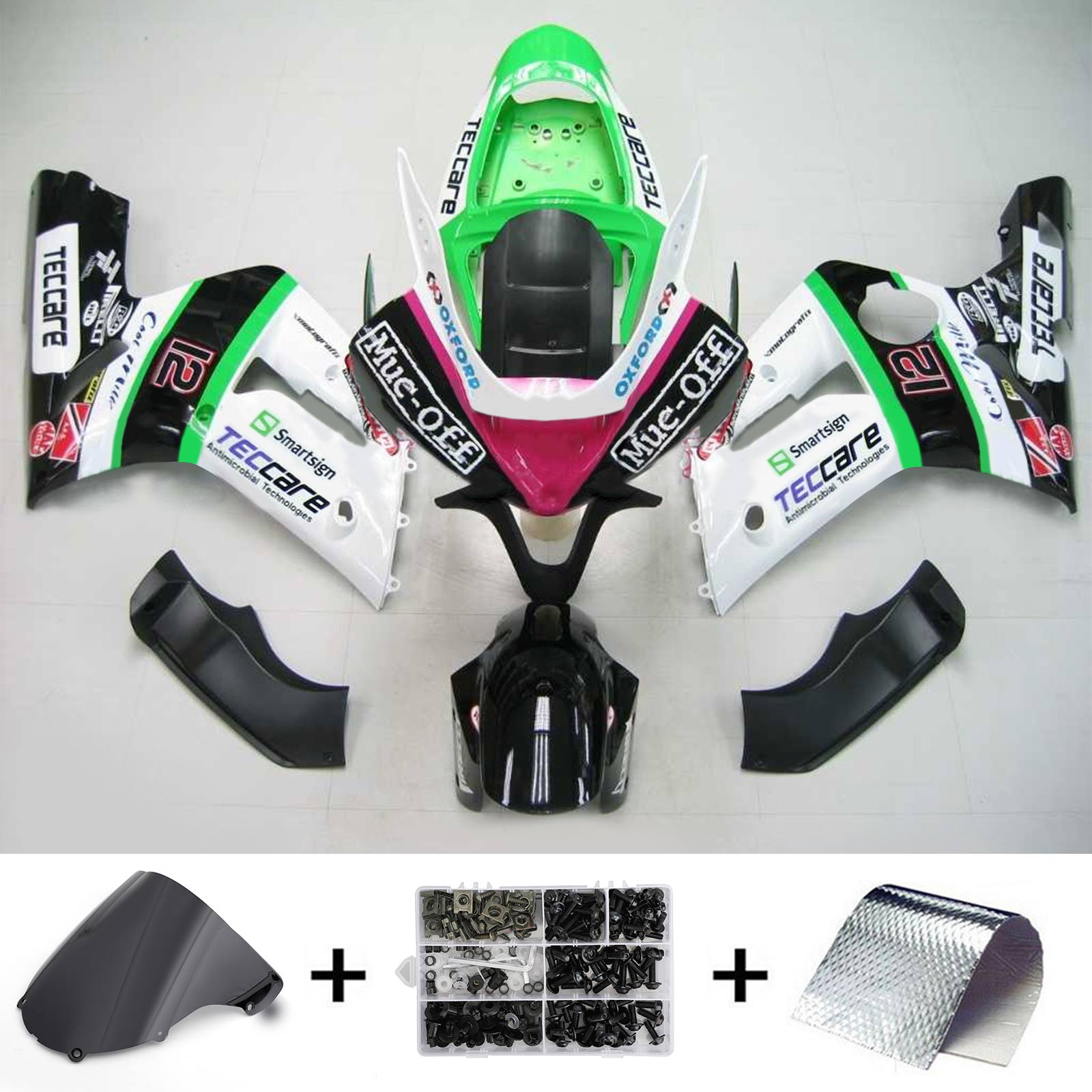 2003-2004 Kawasaki ZX6R 636 Kit de carénage d'injection Amotopart carrosserie plastique ABS #113