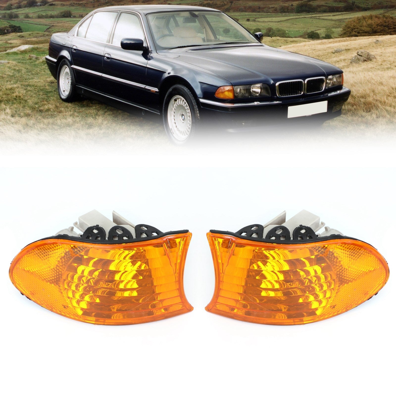 Paire de feux de stationnement d'angle pour BMW série 7 E38 1999-2001 blanc générique