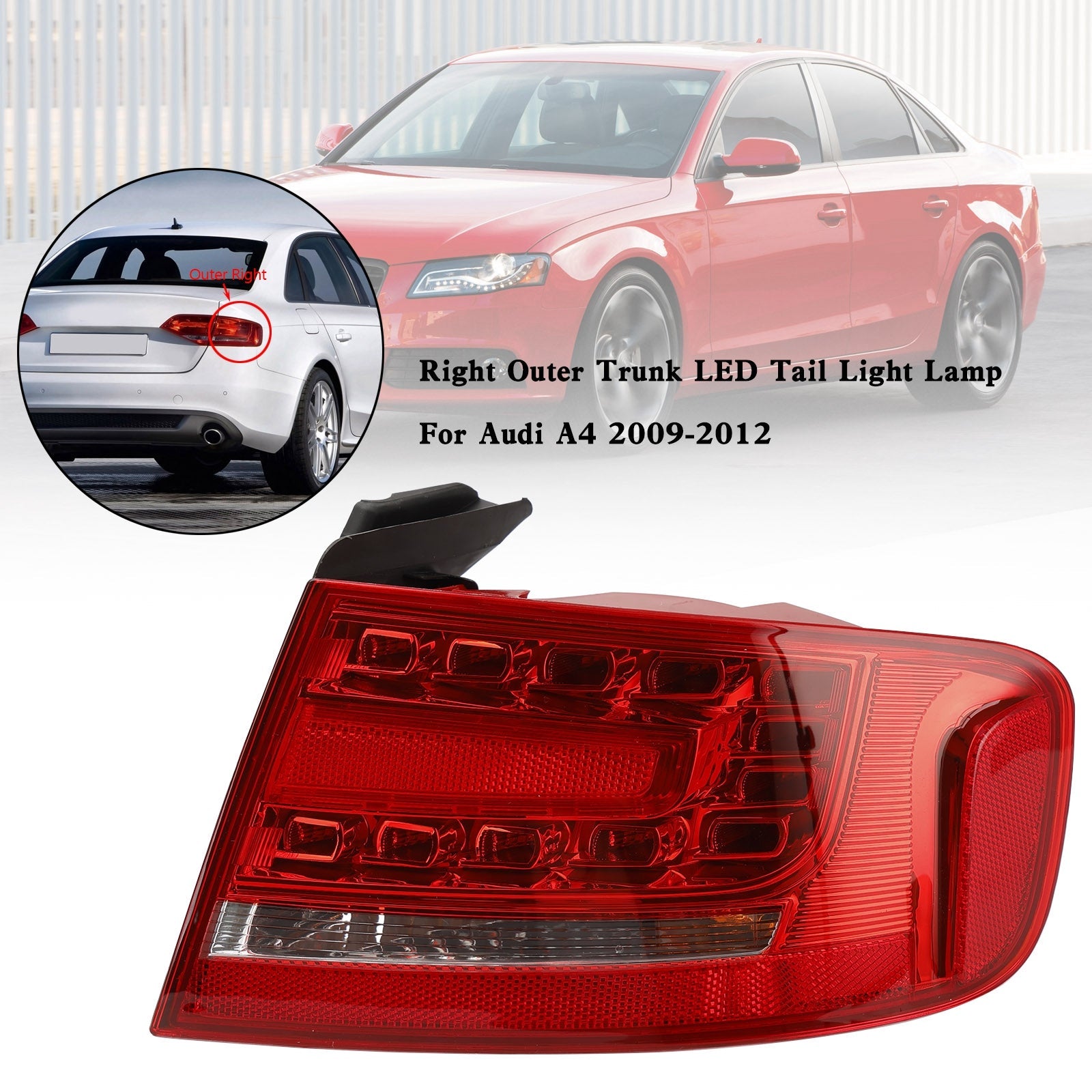 2009-2012 Audi A4 S4 Berline A4 Coffre extérieur droit Feu arrière LED