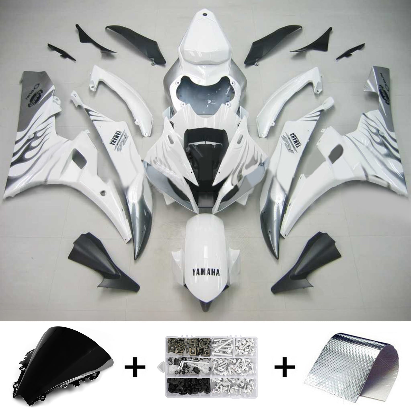 2006-2007 Yamaha YZF 600 R6 Amotopart Kit de carénage d'injection carrosserie plastique ABS #114