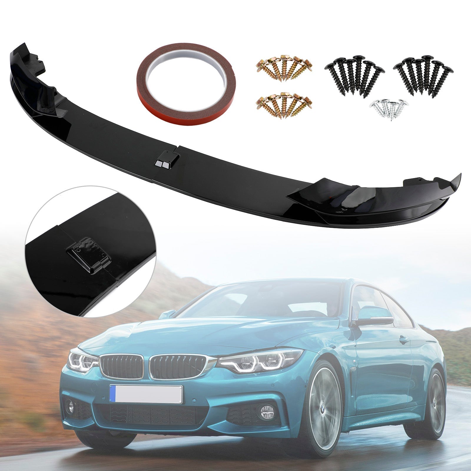 2014-2019 BMW Série 4 F32 F33 F36 M Séparateur de becquet de pare-chocs avant noir brillant 51192334548 51192408993