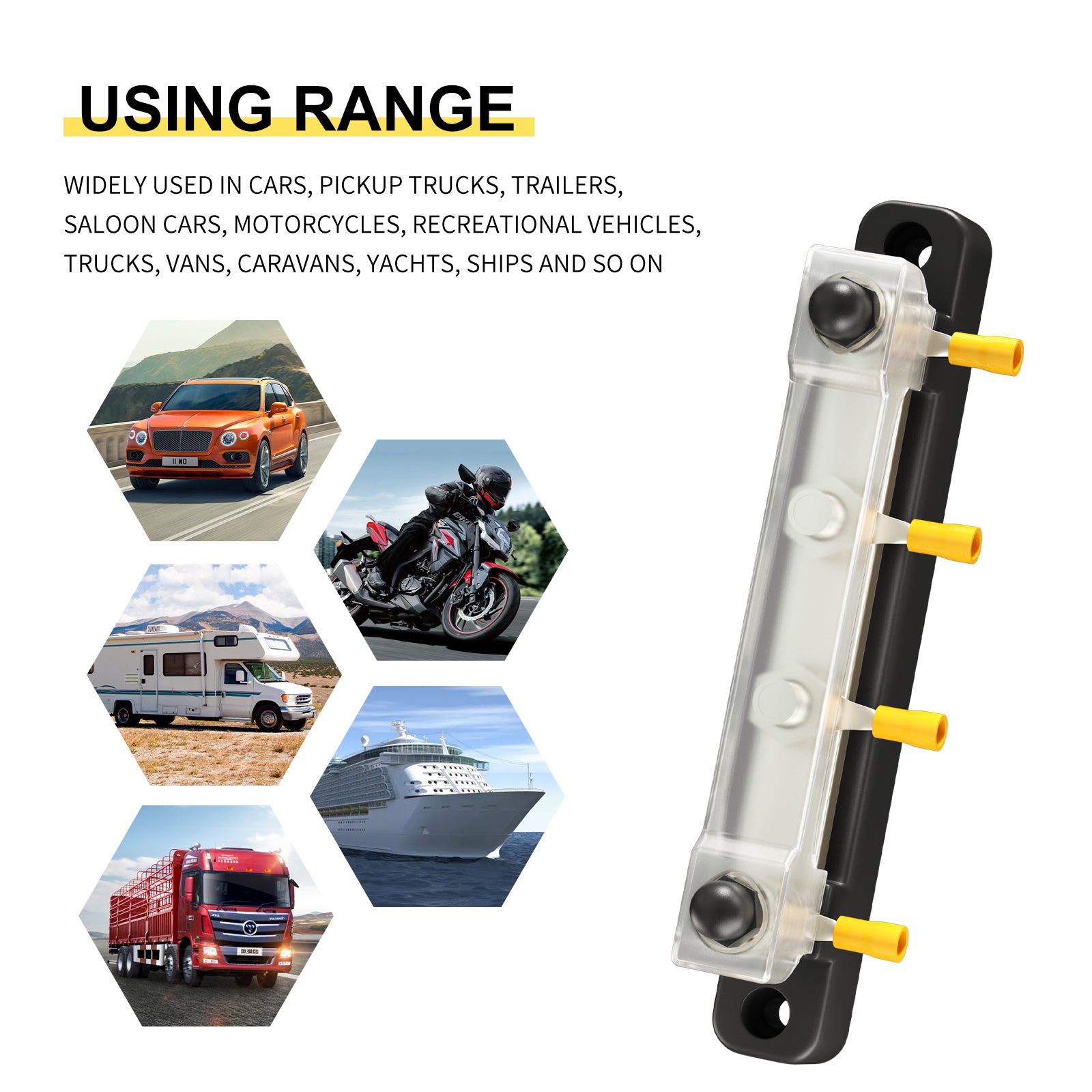 2/4/6/12 Way Dual-row Car Bus Bar Block with Dust Cover Distribution Terminal