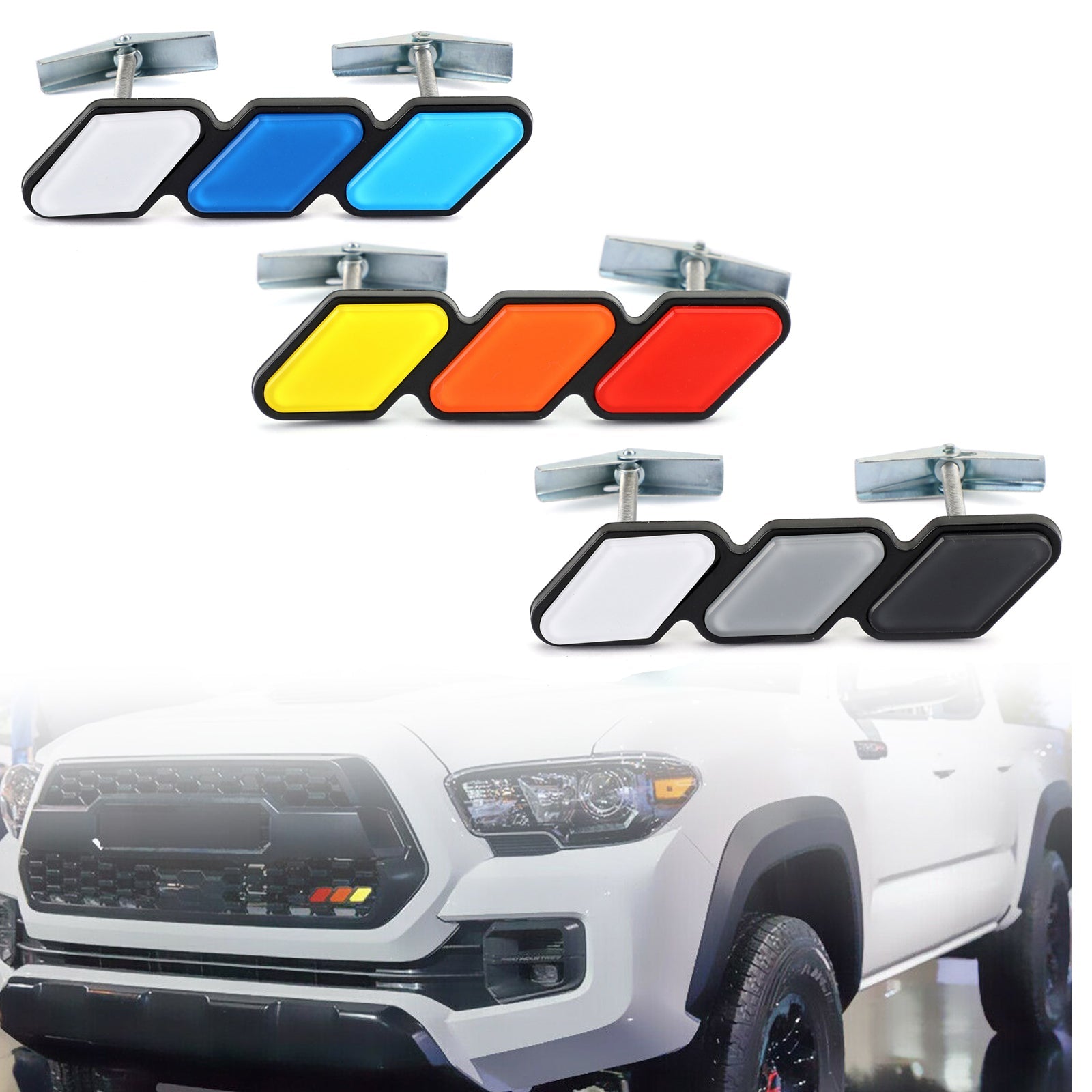 Tri-color 3 Grille Badge emblem For Toyota Tacoma 4Runner Tundra Rav4 Highlander Generic