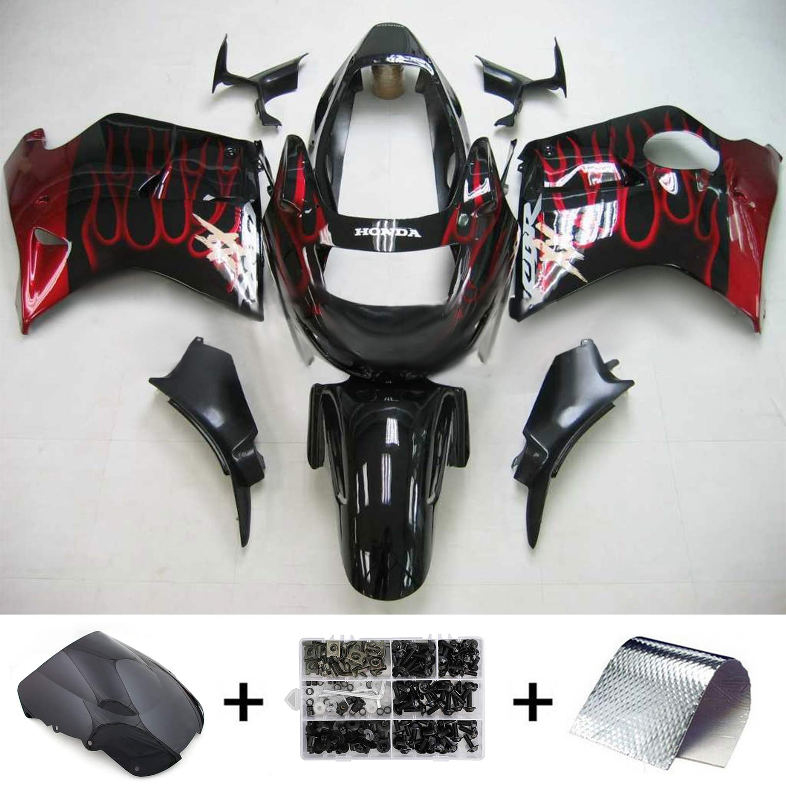 1996-2007 Honda CBR1100XX SuperBlackBird Amotopart Kit de carénage d'injection carrosserie ABS # 102