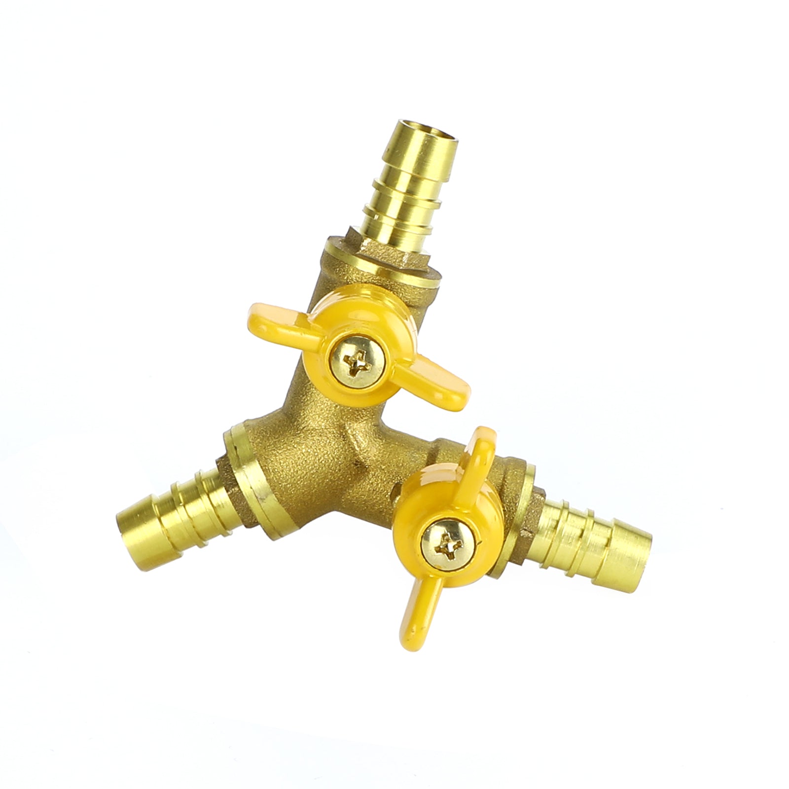 3/8" slangpilaar kogelkraan Y-vormige 3-weg connector weerhaak messing fitting OD 11 mm