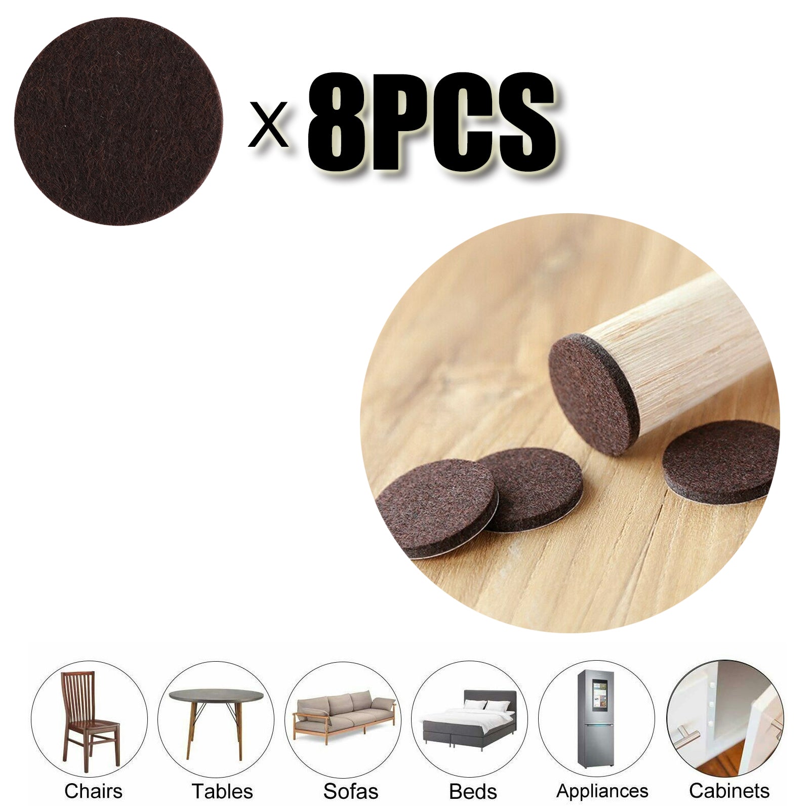 Furniture Felt Pads Square/Round Floor Protector Chair/Table Leg Sticky Back Generic