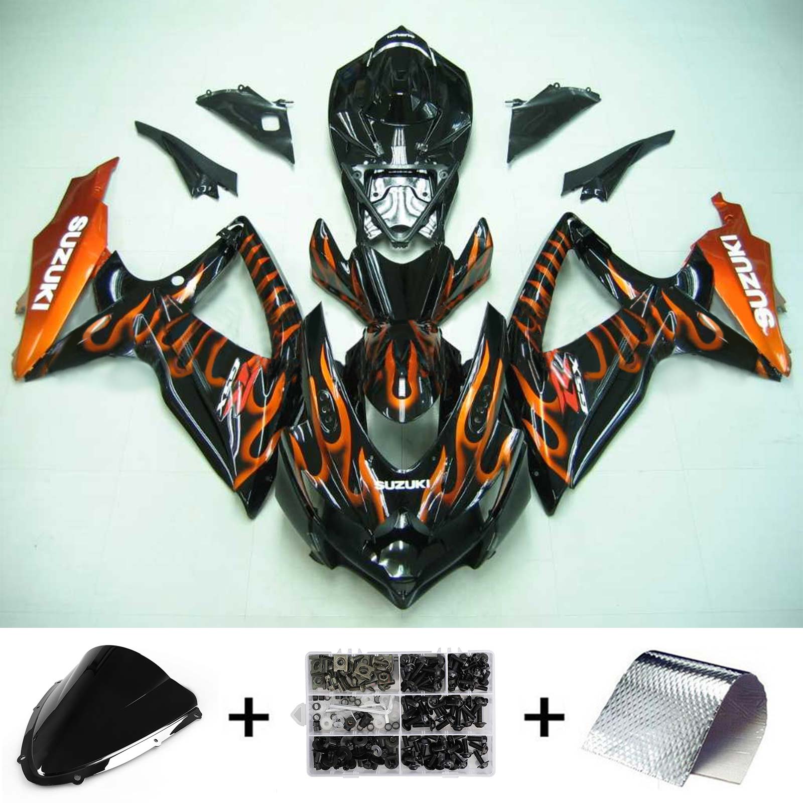 2008-2010 Suzuki GSXR 600/750 K8 Amotopart Kit de carénage d'injection carrosserie plastique ABS #144