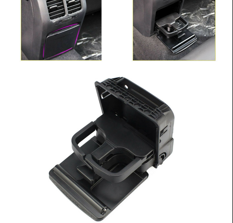 Rear Armrest Central Console Cup Holder For VW Jetta Gti MK5 Golf MK6 Black Generic
