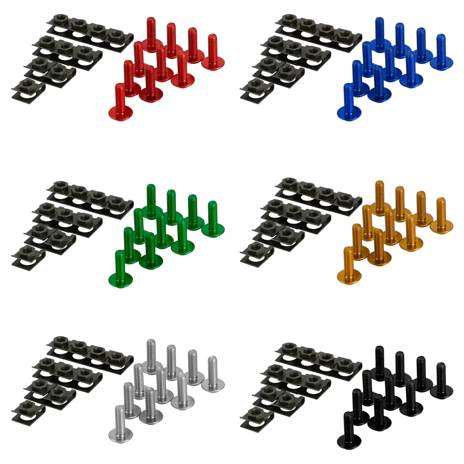 Motorcycle Aluminum Fairing Screen M6x20mm Screw Bolts Clips kit QTY 10 Generic