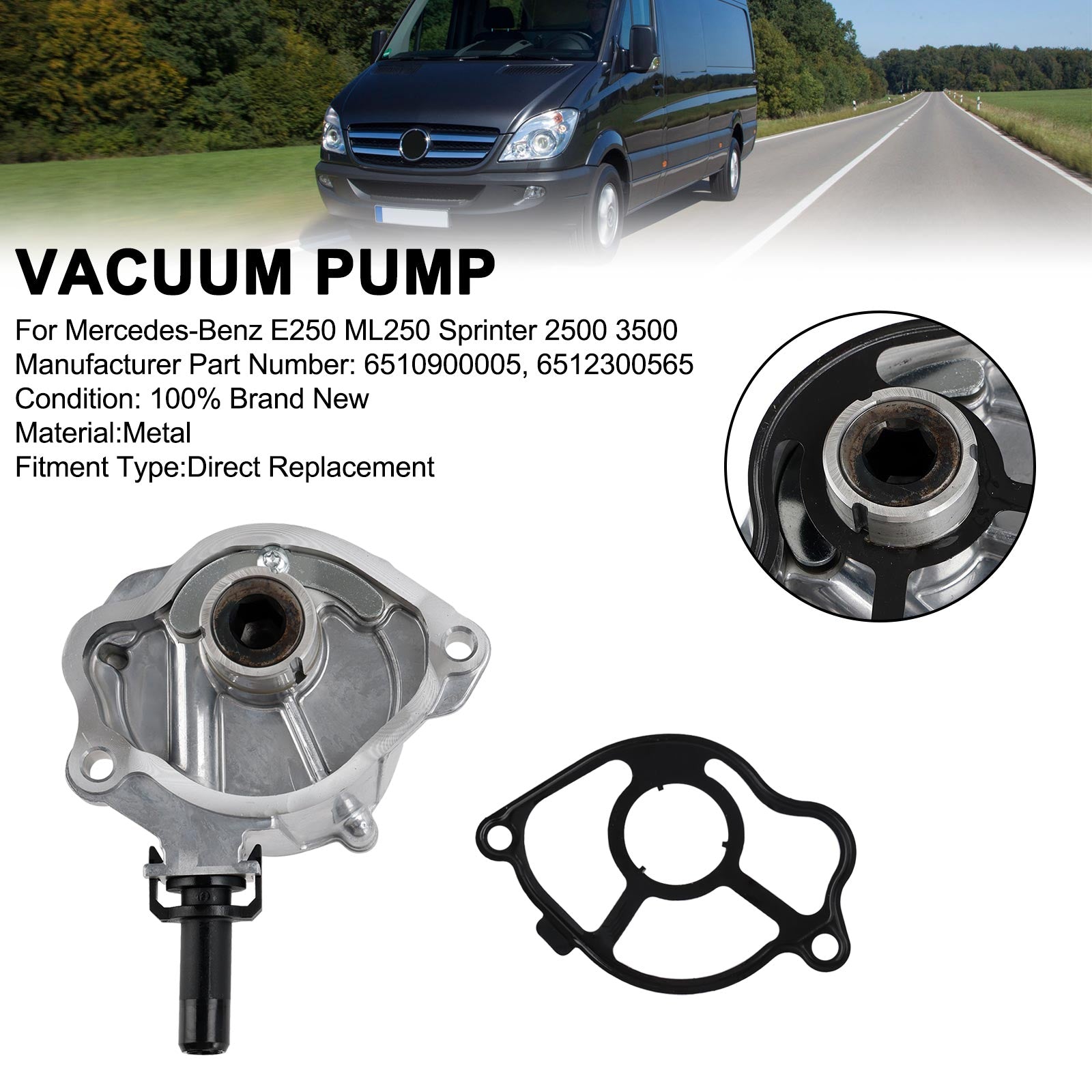 2006+ Mercedes-Benz E250 ML250 Sprinter 2500 3500 Vacuümpomp 6510900005 6512300565
