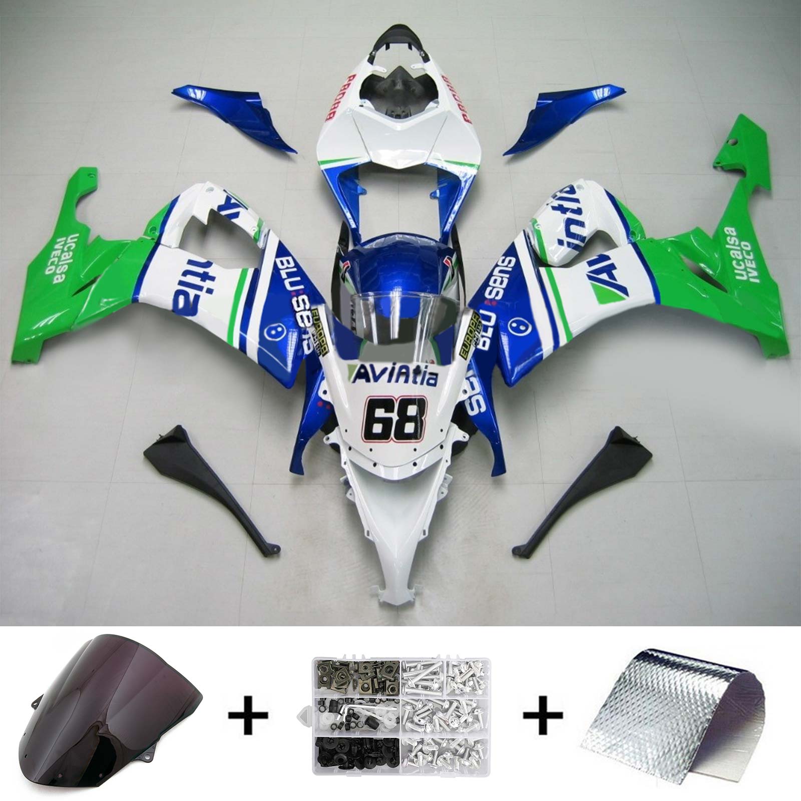 2008-2010 Kawasaki ZX10R Kit de carénage d'injection Amotopart Carrosserie Plastique ABS #116