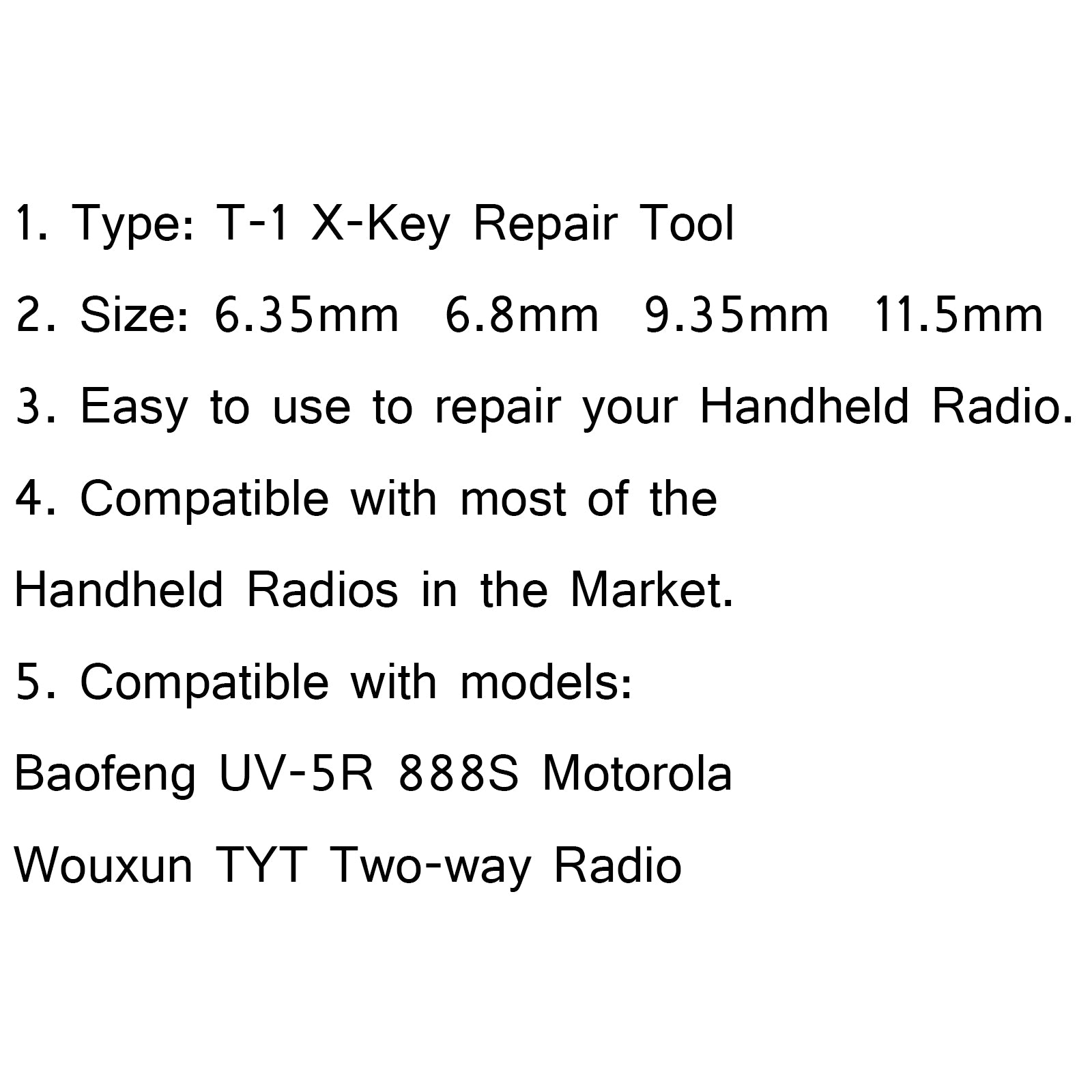 1x T-1 X-Key Repair Tool For Baofeng UV-5R 888S Motorola Wouxun TYT 2-way Radio