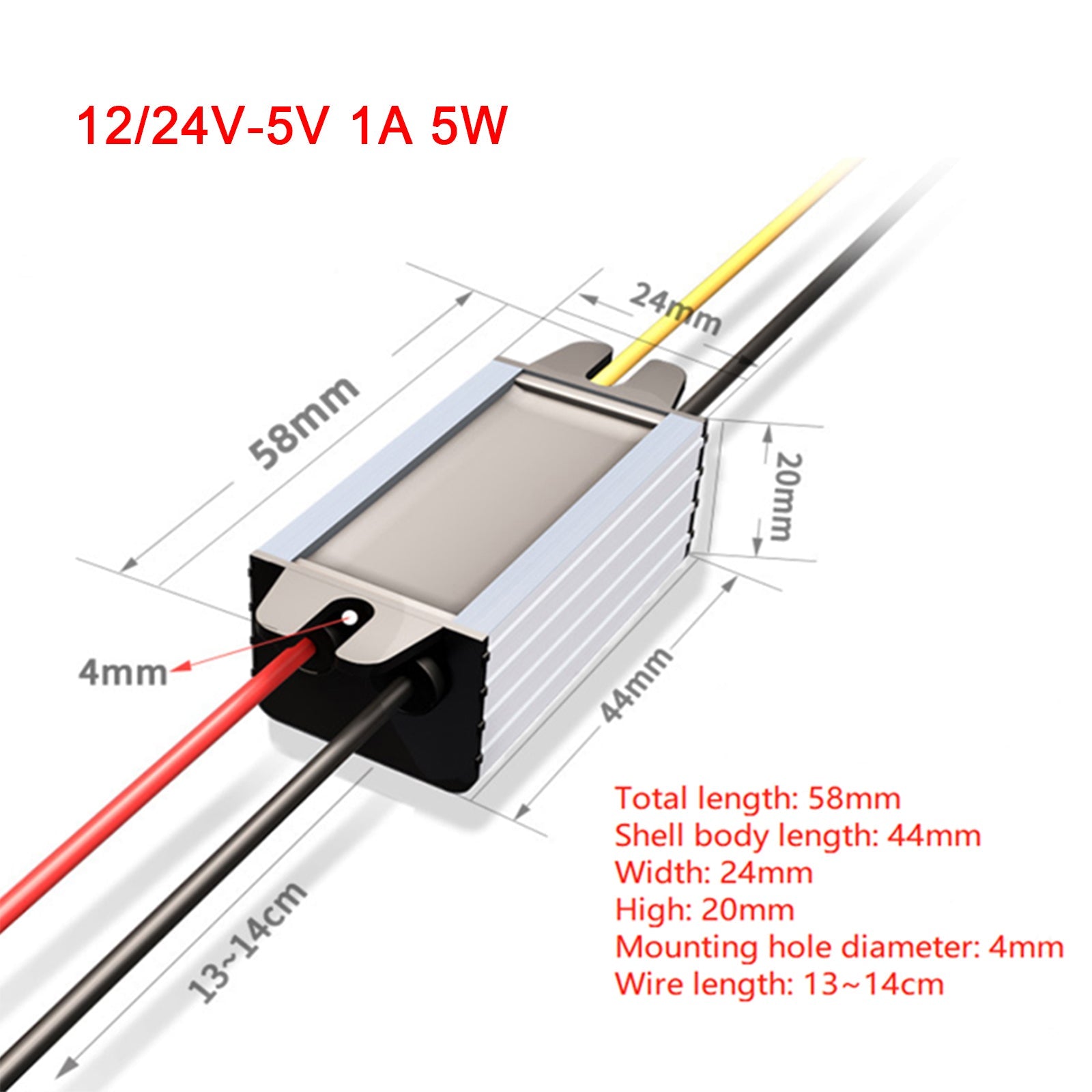 1~5A Waterproof DC/DC Converter Power Supply Regulator 12V/24V Step Down To 5V