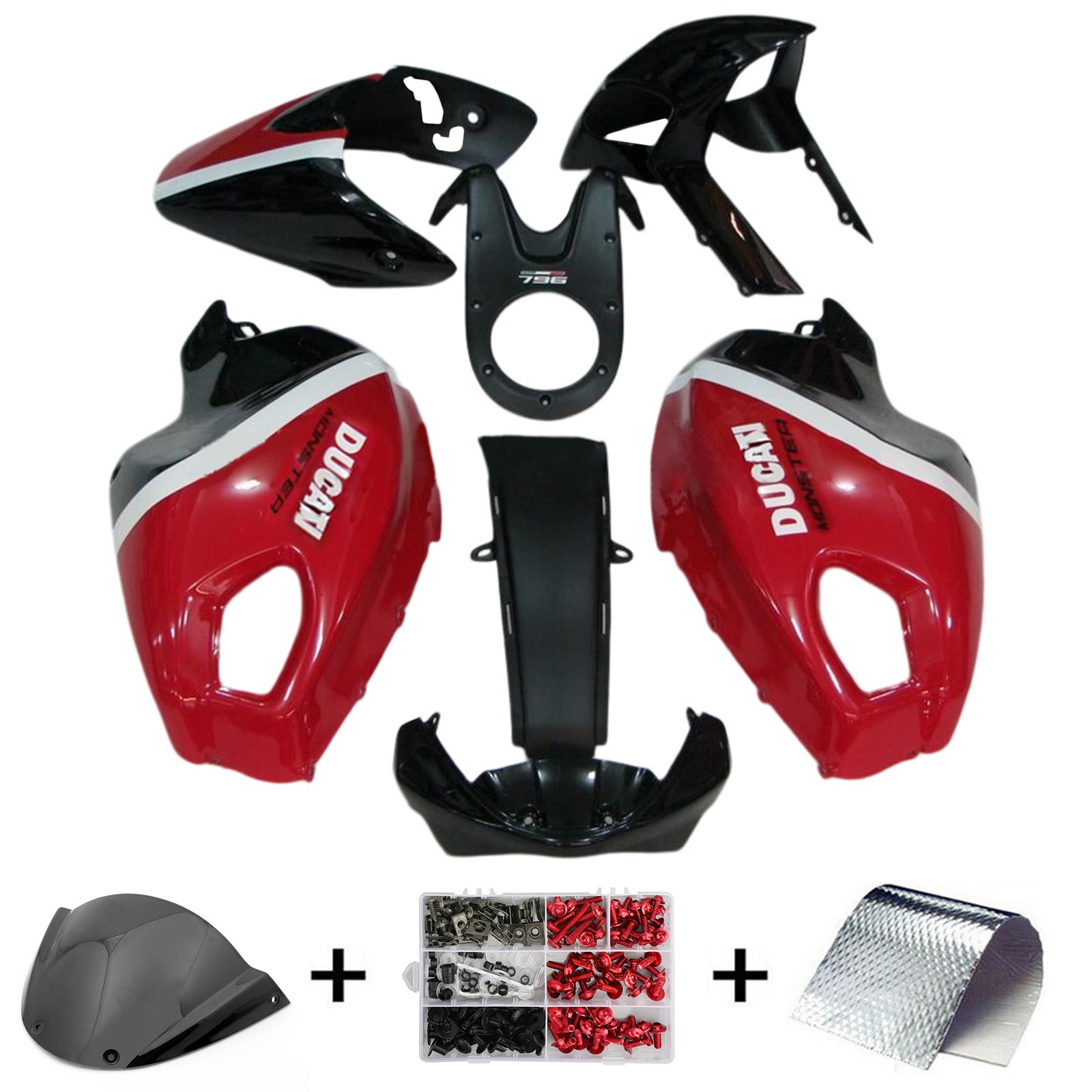 Alle år Ducati Monster 696 796 1100 S EVO Fairing Kit Karosseri