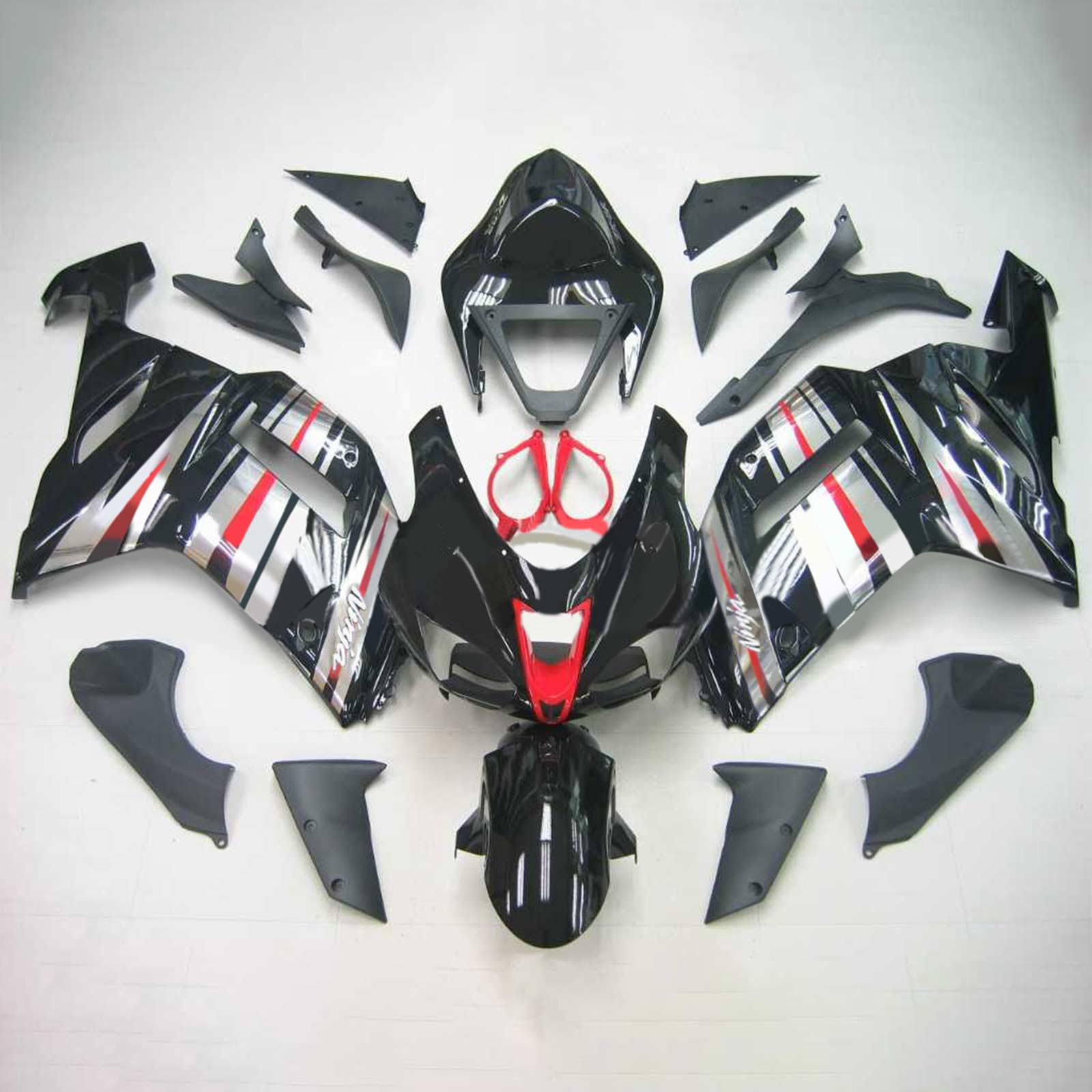 2007-2008 Kawasaki ZX6R 636 Amotopart Injeksjon Fairing Kit Bodywork Plastic ABS #111