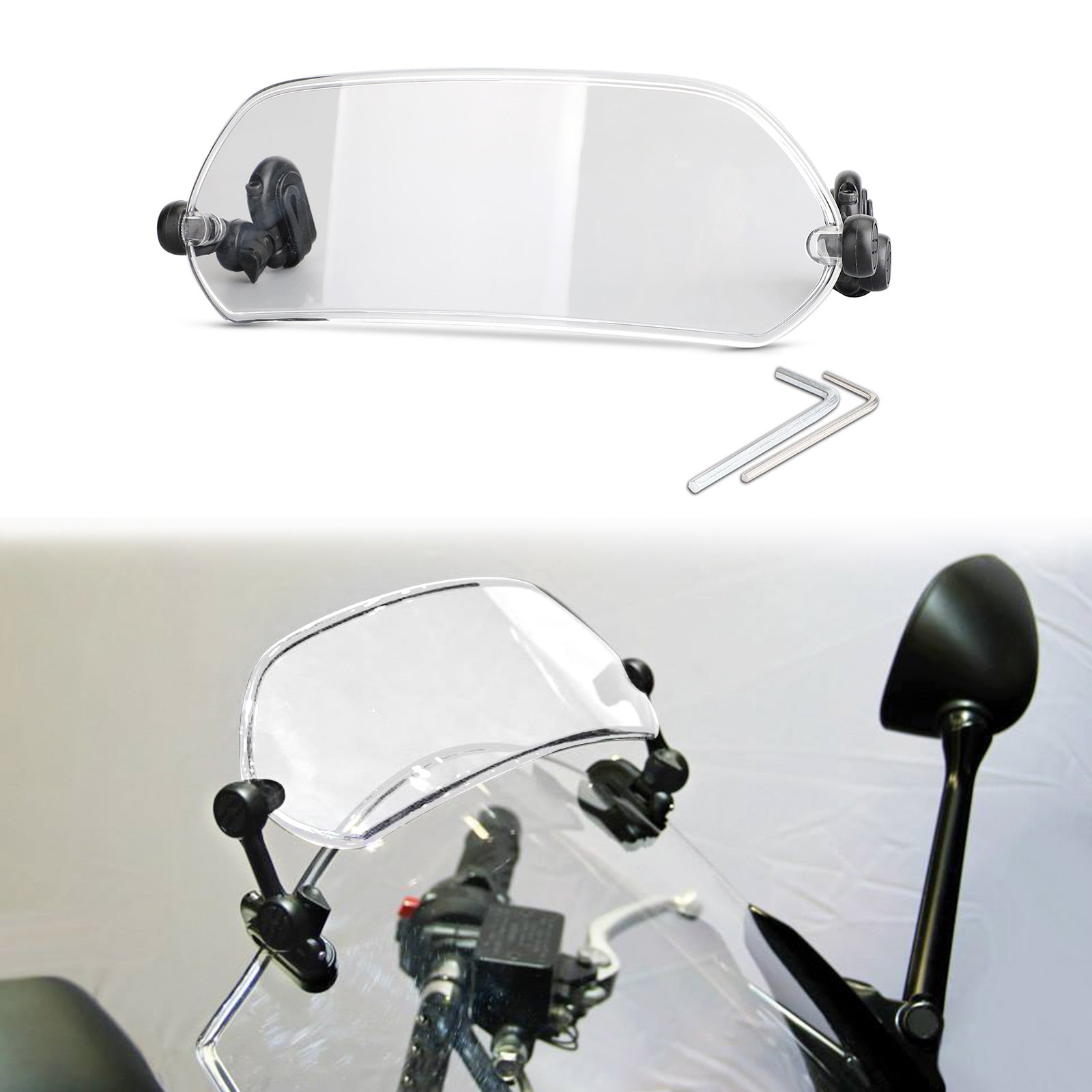 Motorcycle Adjustable Clip On Windshield Extension Spoiler Wind Deflector