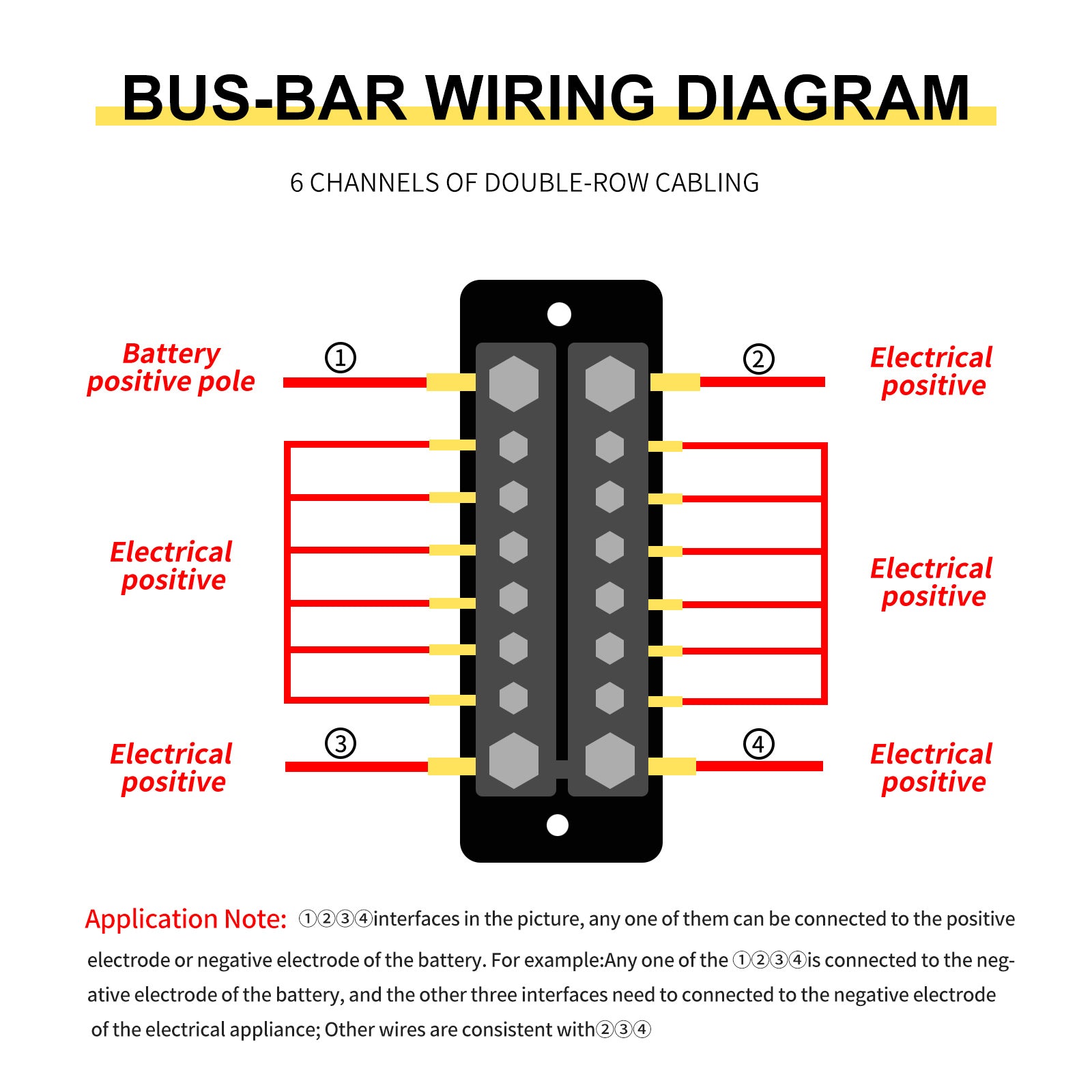 2/4/6/12 Way Dual-row Car Bus Bar Block with Dust Cover Distribution Terminal