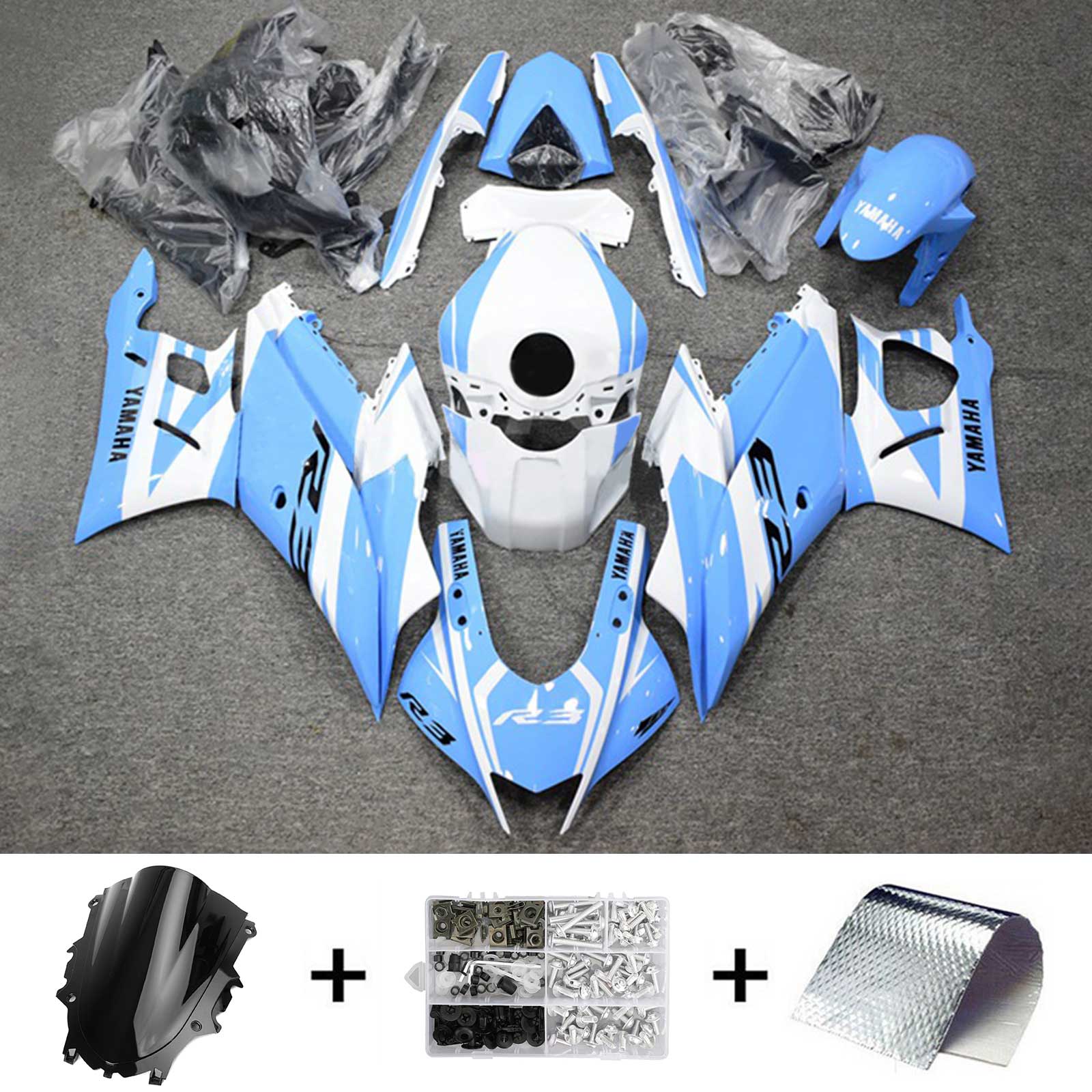 2022-2023 Yamaha YZF-R3 R25 Injection Fairing Kit Karosseri Plast ABS #123