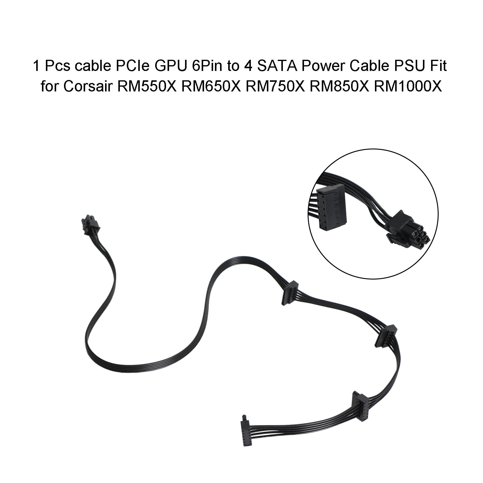 6-pins naar 4 SATA-schijfkabelvervanging geschikt voor Corsair RM1000X RM850X RM750X