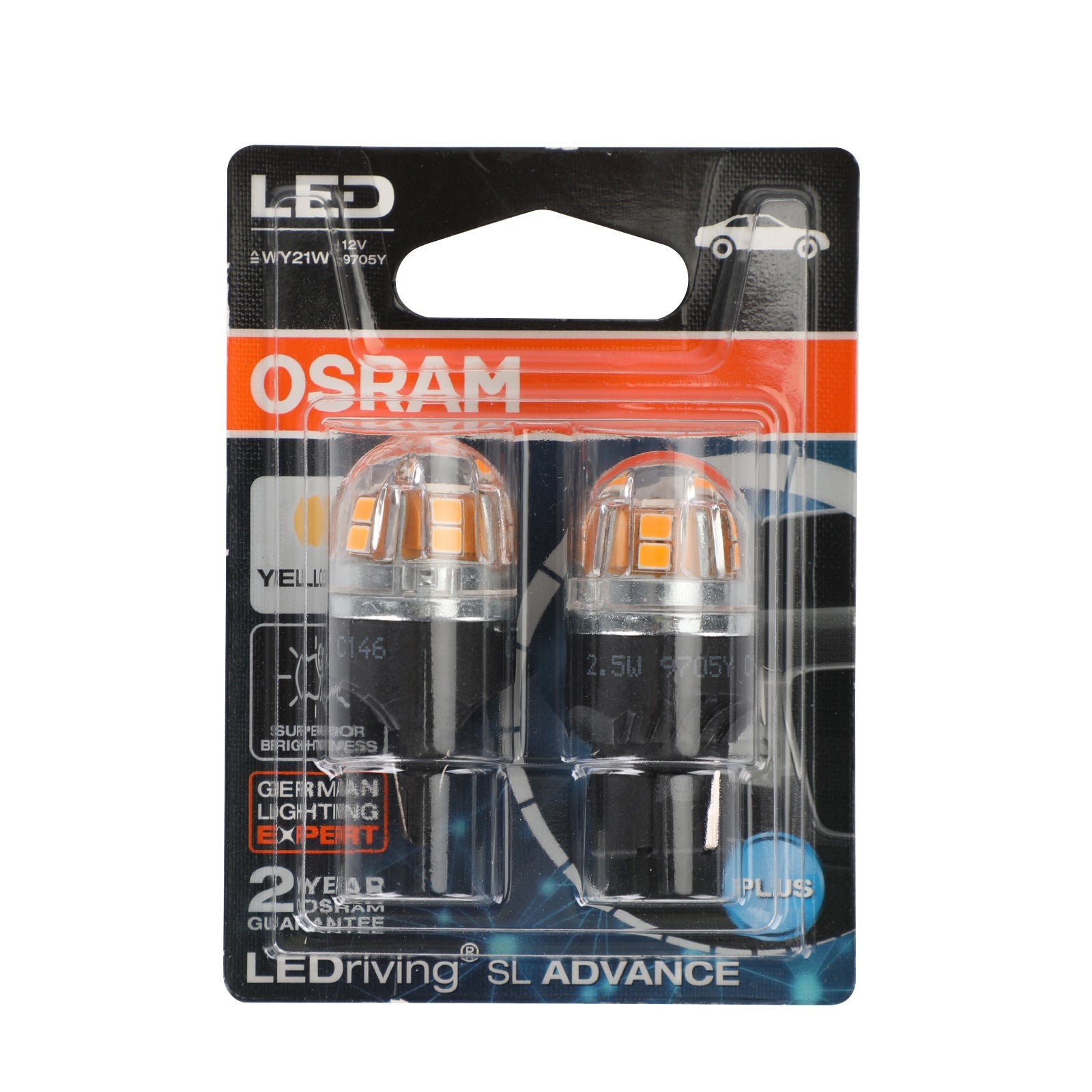 2x pour OSRAM 9705Y ampoules auxiliaires de voiture LED WY21W 12V2.5W WX3x16d générique