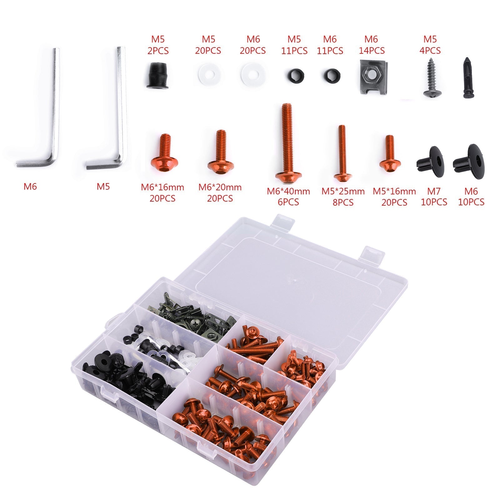 Kit de vis de boulons de carénage Orange, Kit de carrosserie pour Yamaha YZF R6 R1 R3 R25 FZ07 FZ09