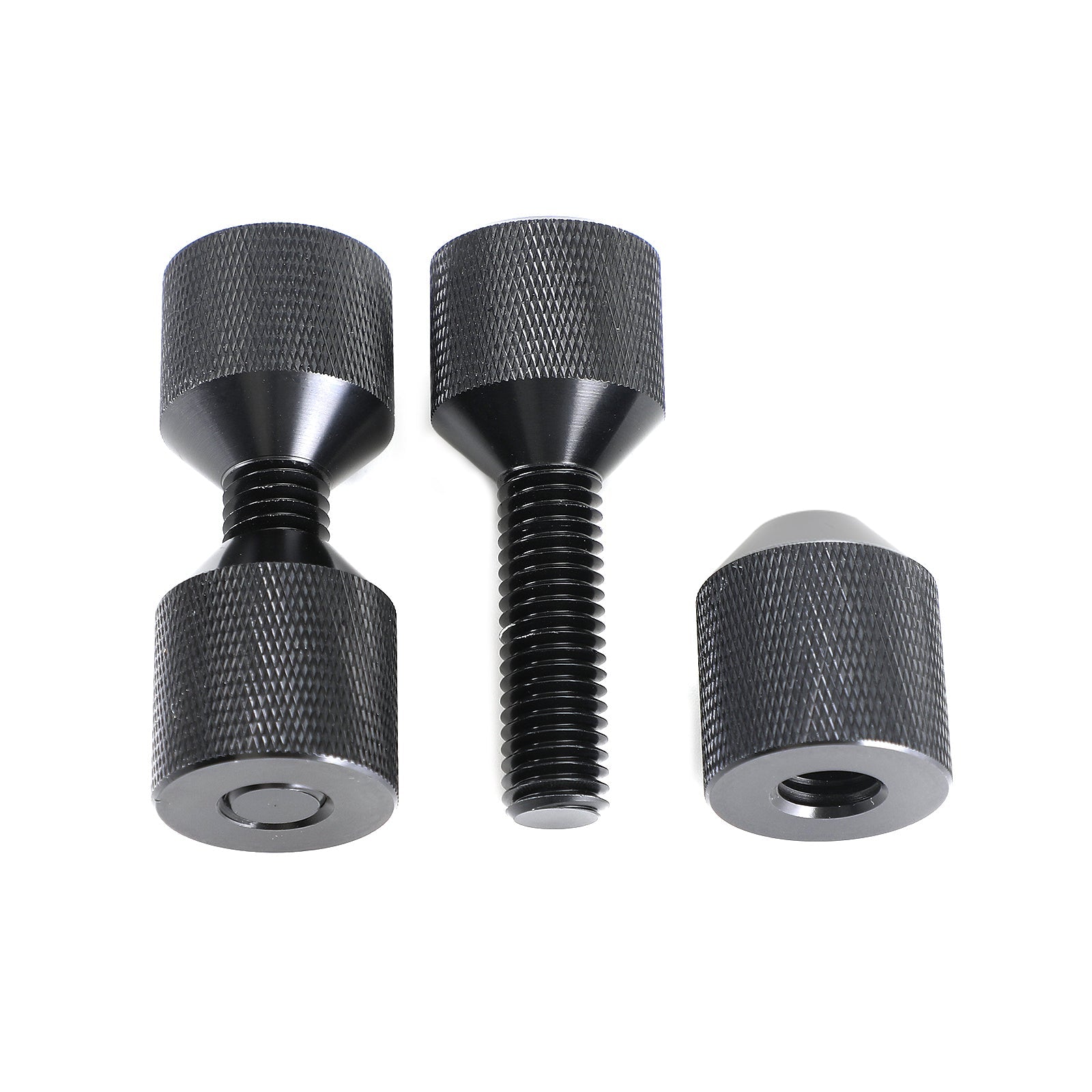 1-1/8" Two Hole Pins Small Aluminum Knurled W/ Removable Threads Black