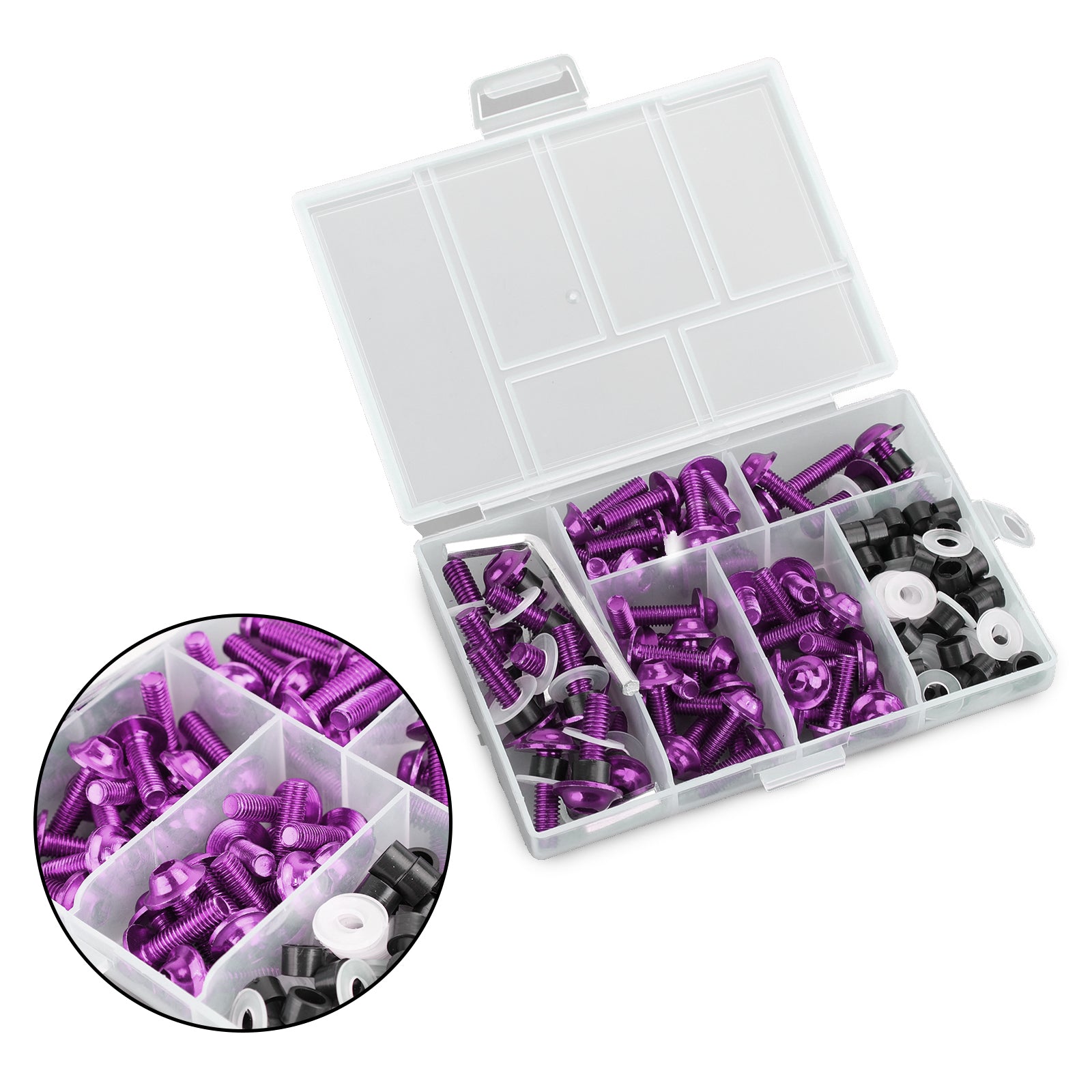 Kit de boulons de carénage pour pare-brise de moto, 158x, Clip de fixation, vis violet