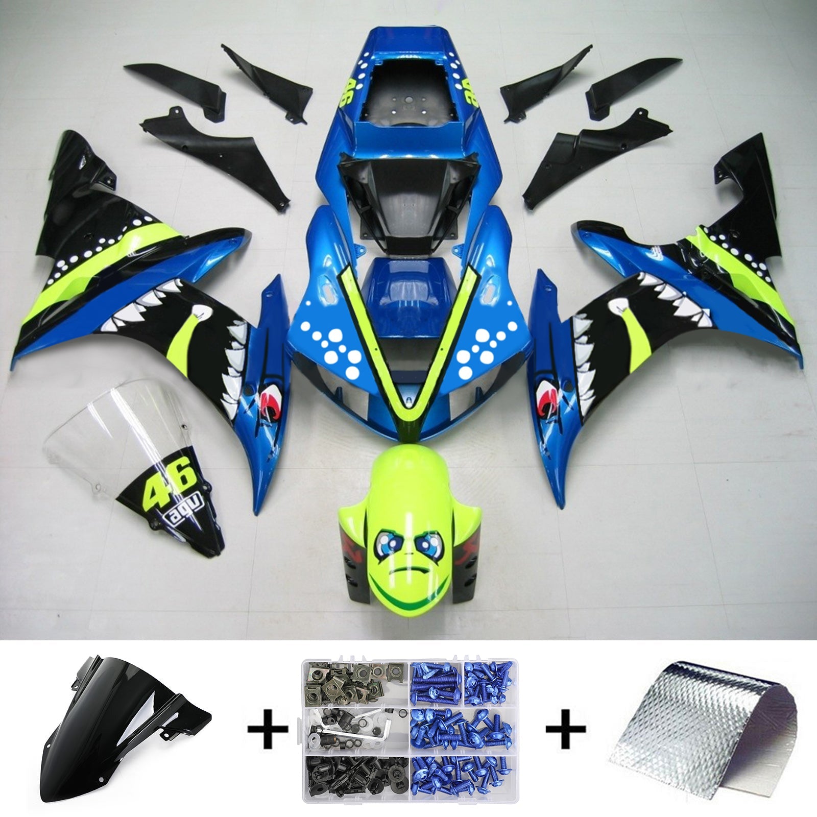 2002-2003 Yamaha YZF 1000 R1 Amotopart Kit de carénage d'injection carrosserie plastique ABS #115