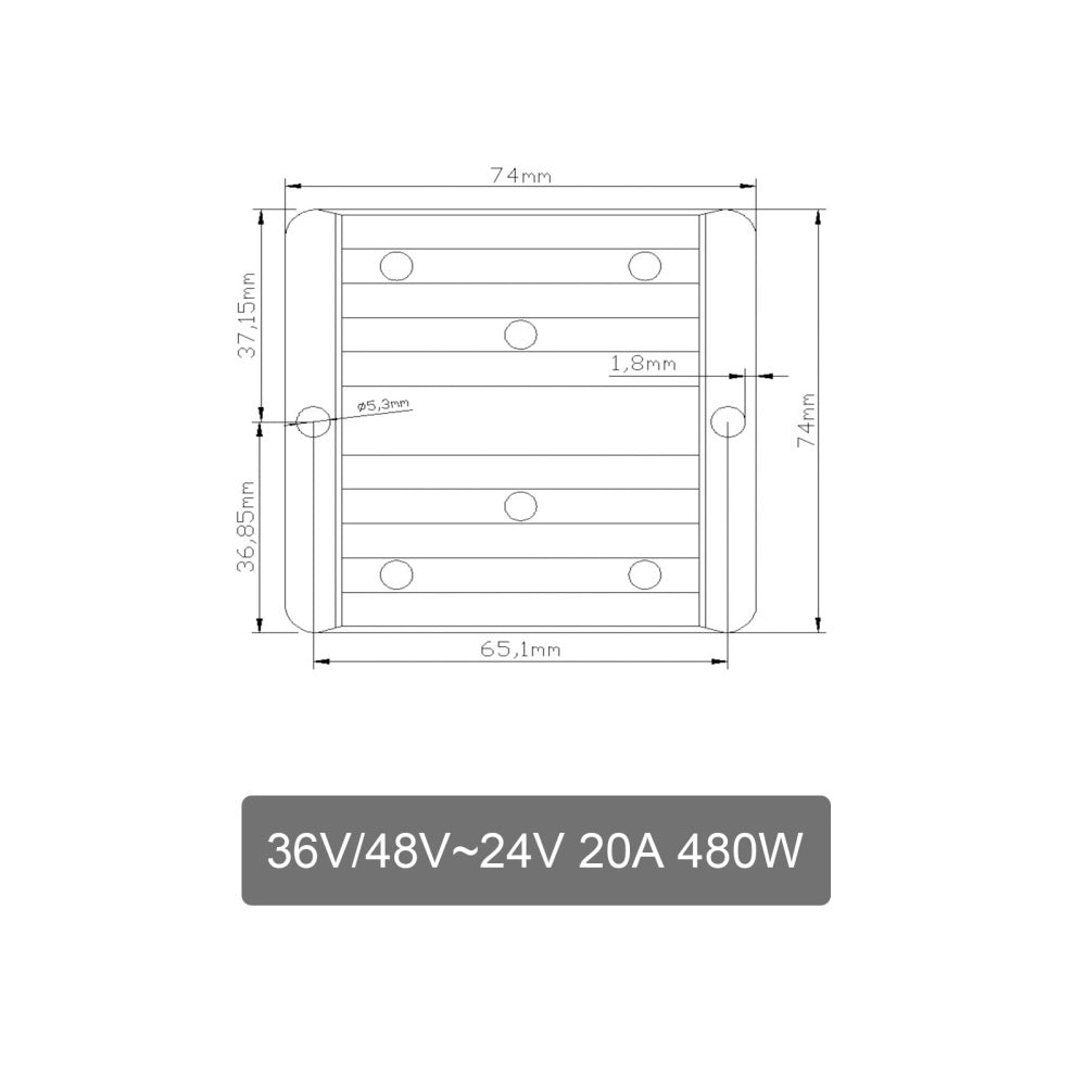 Areyourshop WaterProof 36V/48V to 24V 20A 480W Step Down DC/DC Power Converter Regulator