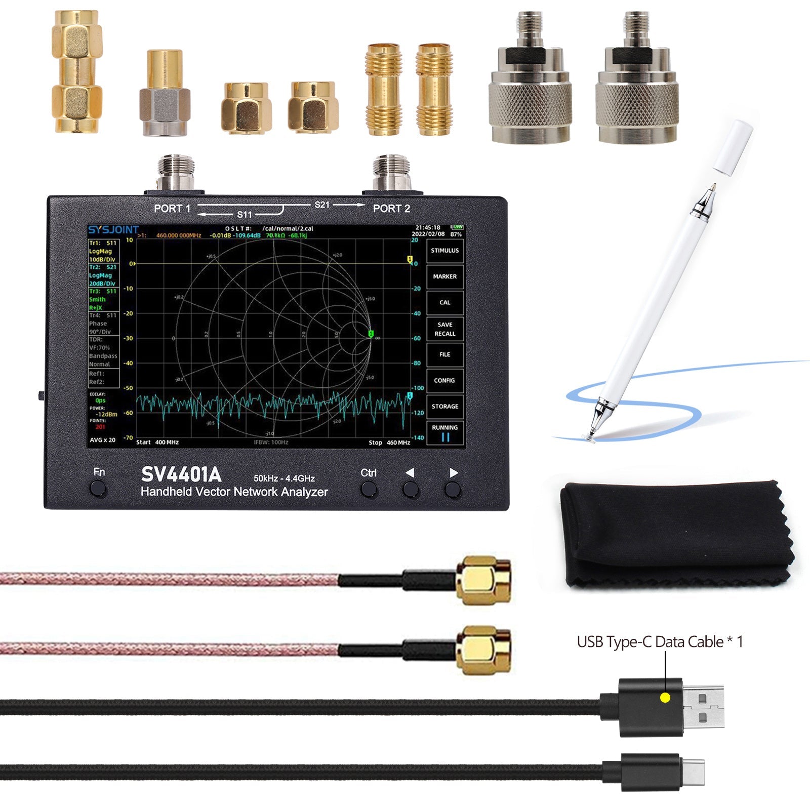 SV4401A 50KHz-4,4GHz vectornetwerk vectoranalysator 100Db dynamische NanoVNA