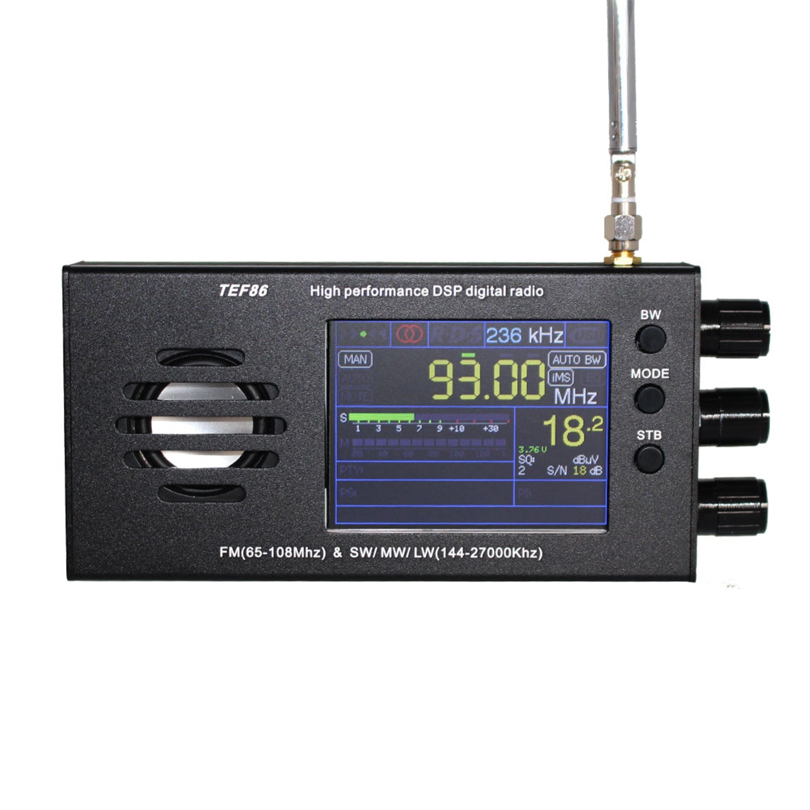 Écran LCD 3,2" EF6686 Radio numérique DSP haute performance 144-27000 KHz SW/MW/LW