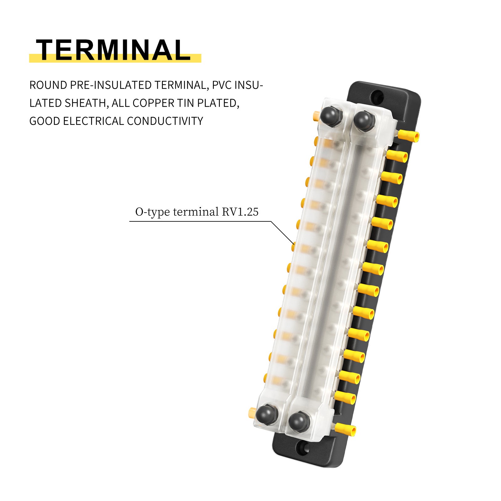 2/4/6/12 Way Dual-row Car Bus Bar Block with Dust Cover Distribution Terminal