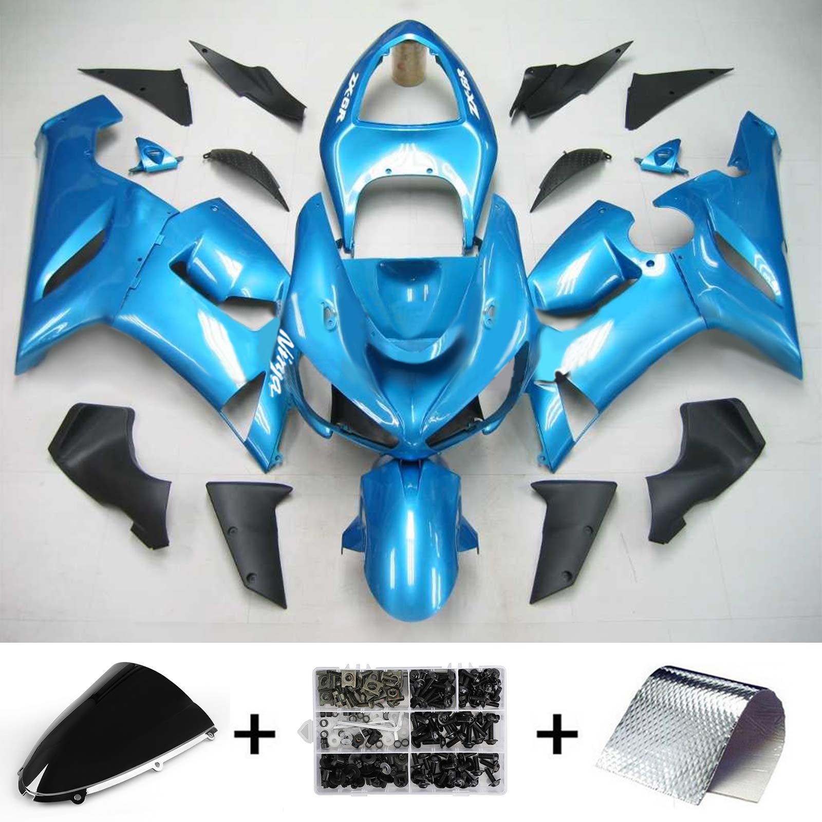 2005-2006 Kawasaki ZX6R 636 Amotopart Kit de carénage d'injection carrosserie plastique ABS #139