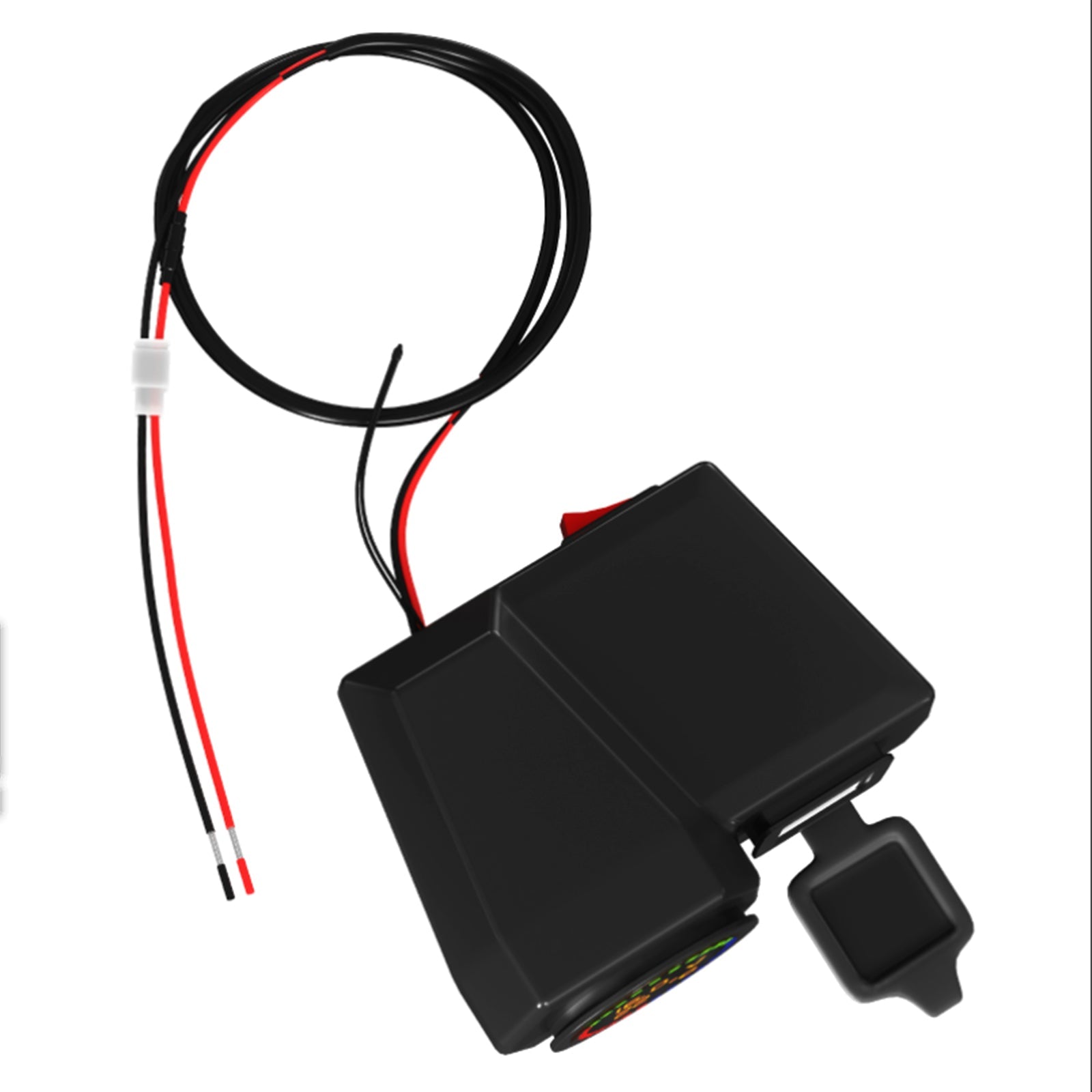 Qc3.0 Voltmeter Telefoonoplader Beugel Temperatuurmeter voor motorfiets-scooter Zwart Generiek