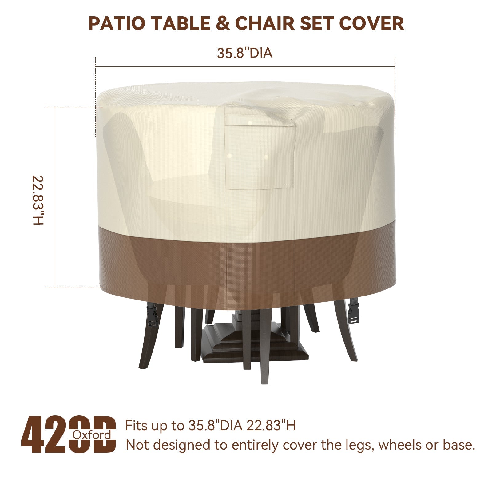 Housse de meubles de patio imperméable circulaire 420D pour table et chaises d'extérieur