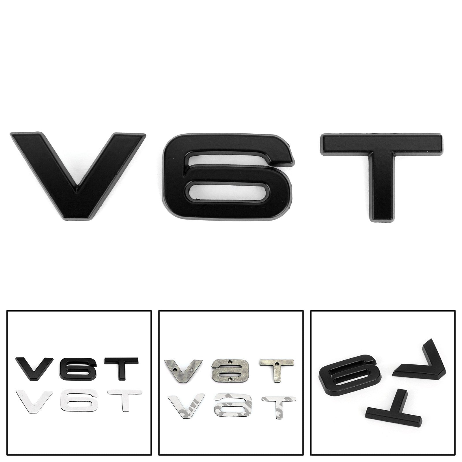 V6T Embleem Badge Fit Voor AUDI A1 A3 A4 A5 A6 A7 Q3 Q5 Q7 S6 S7 S8 S4 SQ5 Zwart