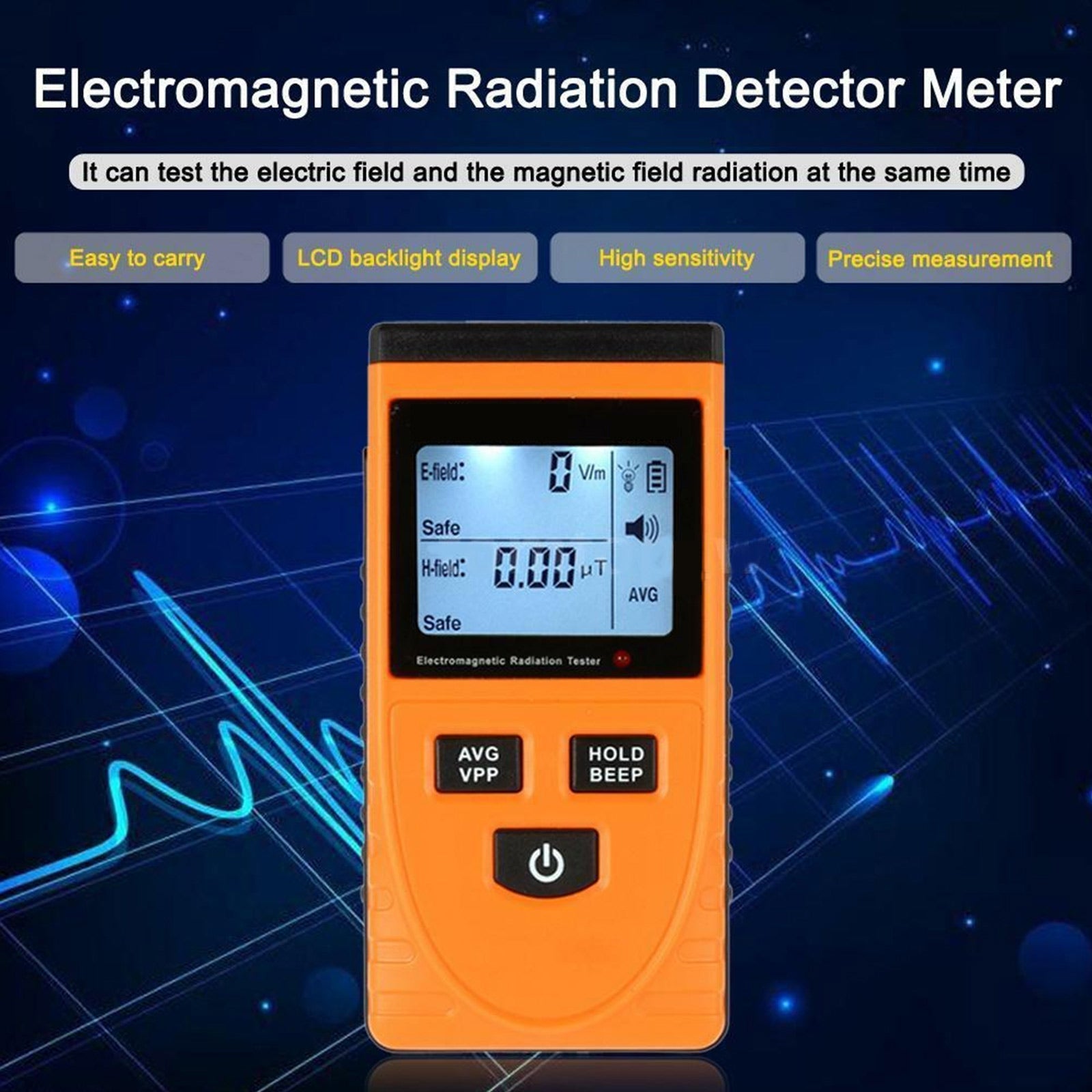 Détecteur de rayonnement de champ électromagnétique numérique LCD, compteur EMF, dosimètre, testeur