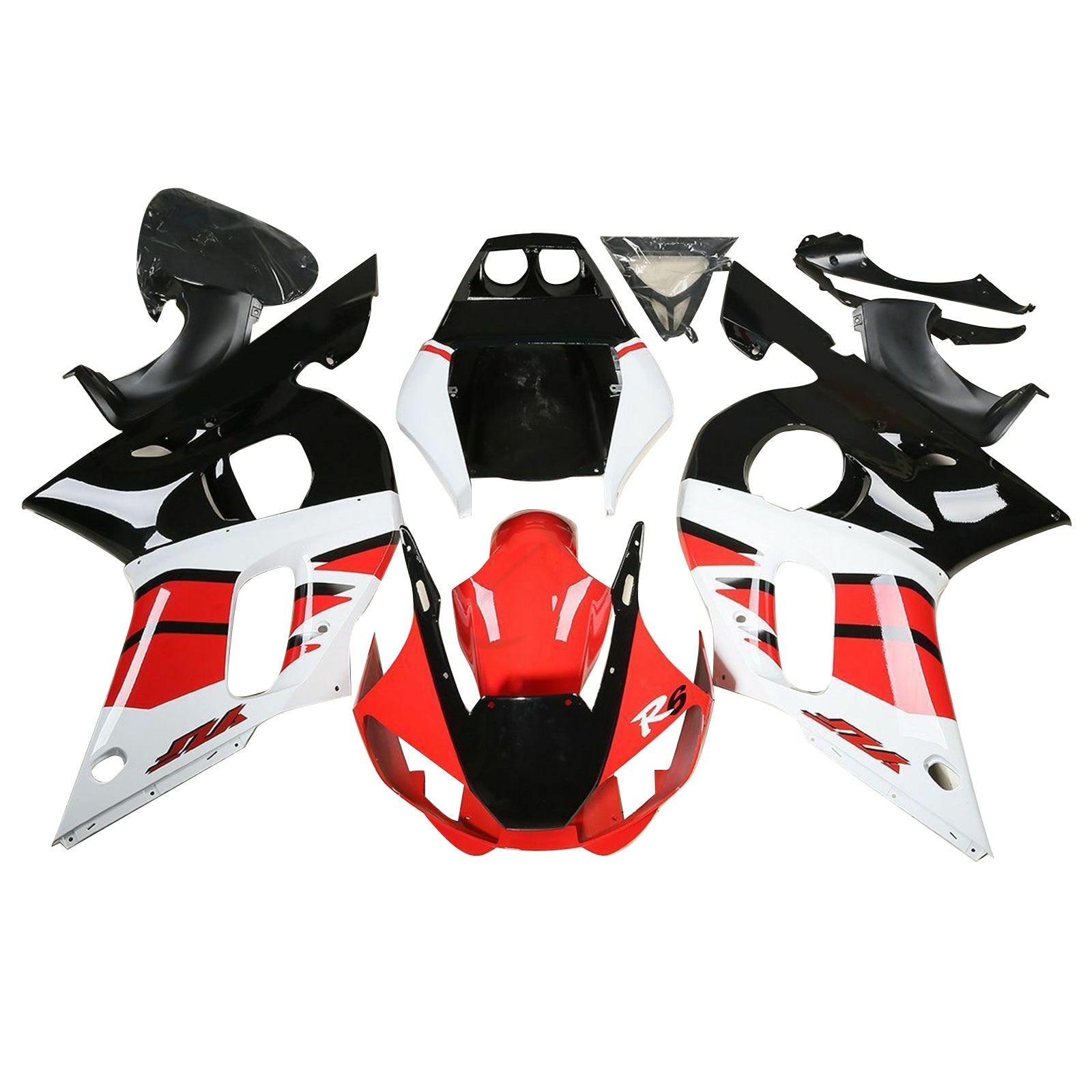 1998-2002 Yamaha YZF R6 Kit de carrosserie de carénage rouge blanc noir # 15