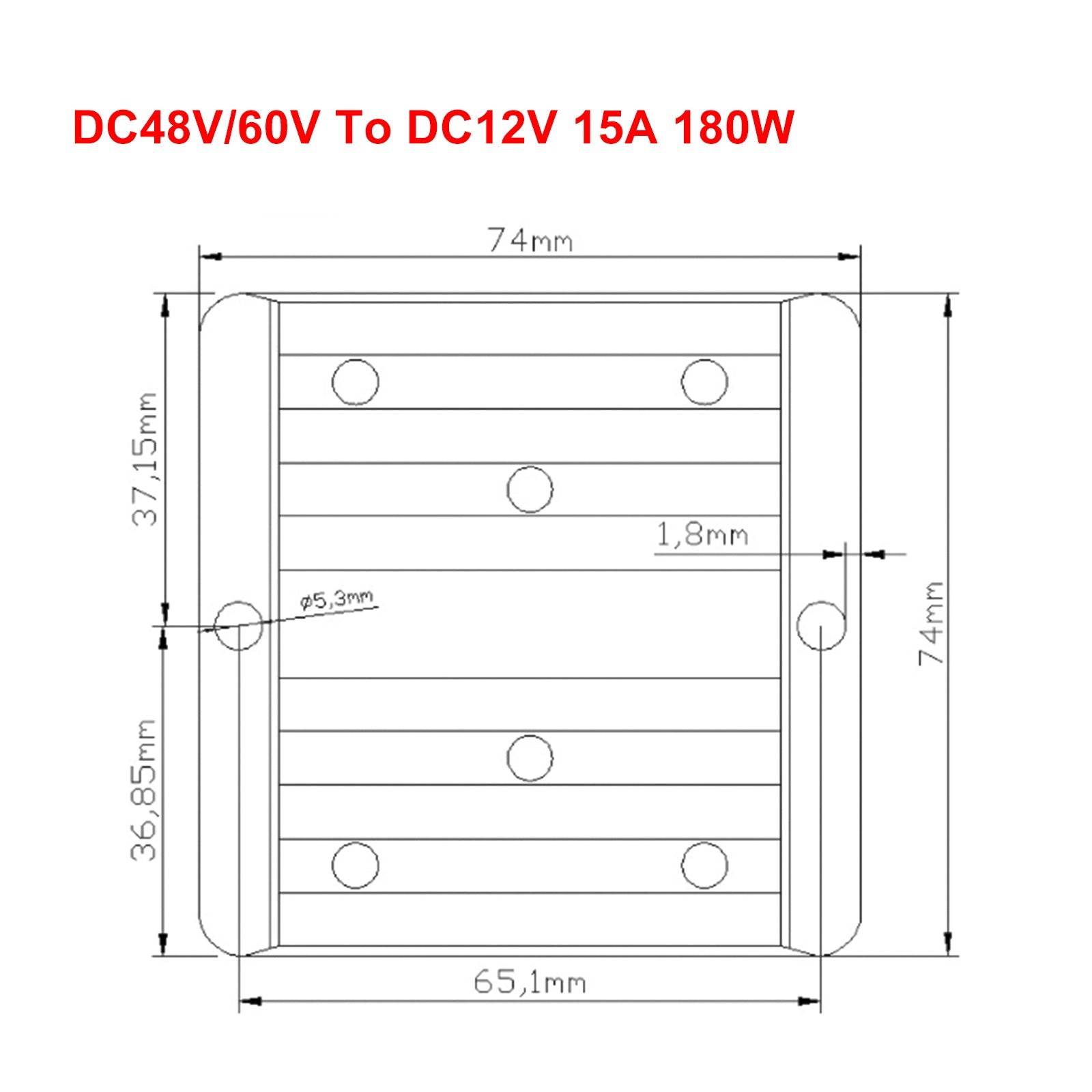 Régulateur de convertisseur de puissance abaisseur DC/DC étanche 48V/60V à ​​12V 15A 180W