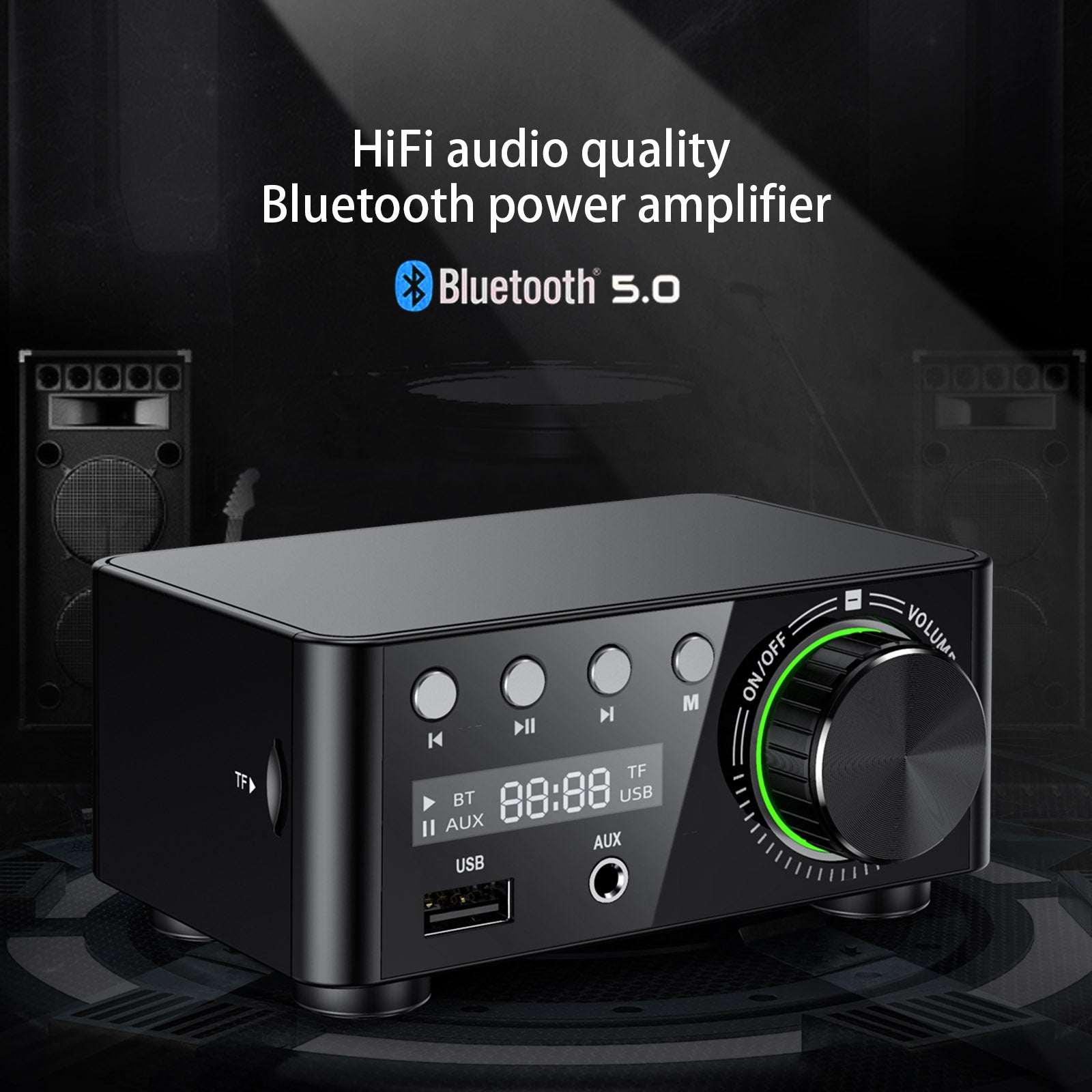 HiFi Stereo Bluetooth 5.0 Digital Power Amplifier Audio Receiver USB 50W+50W