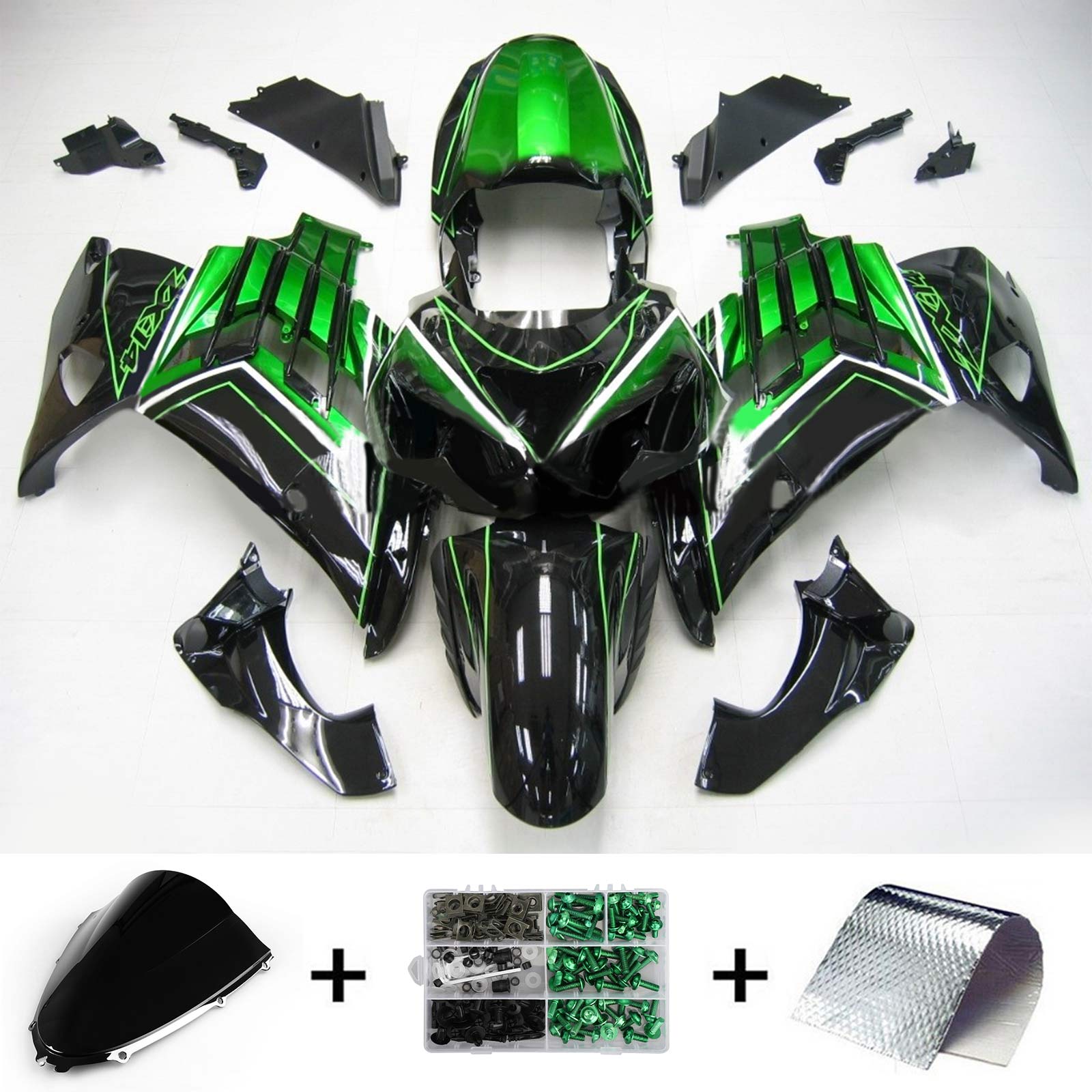 2012-2021 Kawasaki ZX14R Kit de carénage d'injection Amotopart carrosserie plastique ABS #104