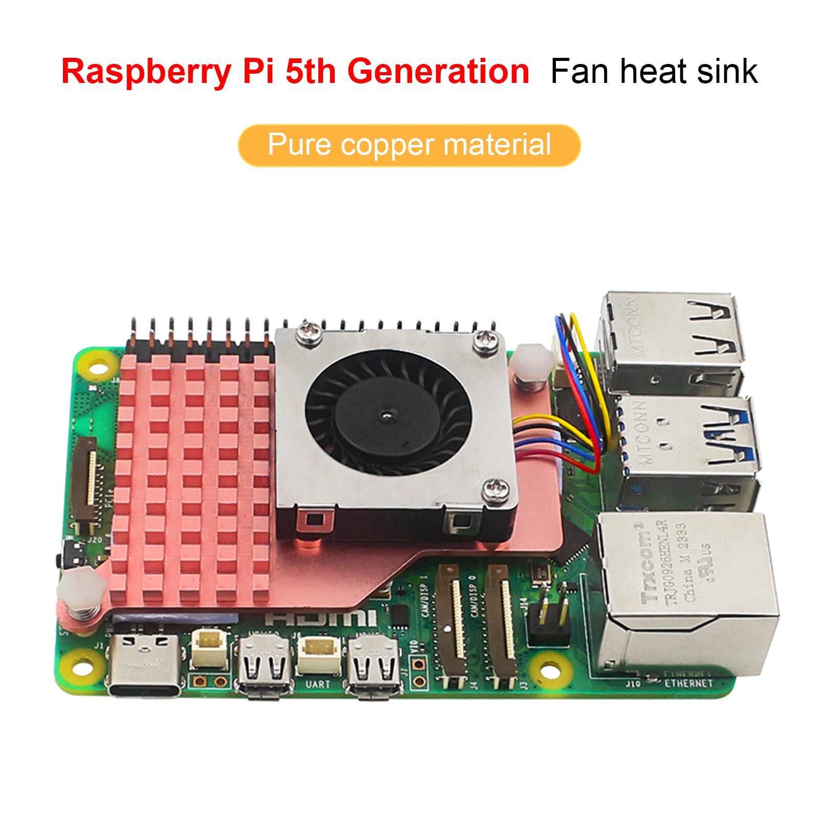 5ème ventilateur radiateur Raspberry pi5 matériau en cuivre pur dissipateur de chaleur ventilateur de refroidissement