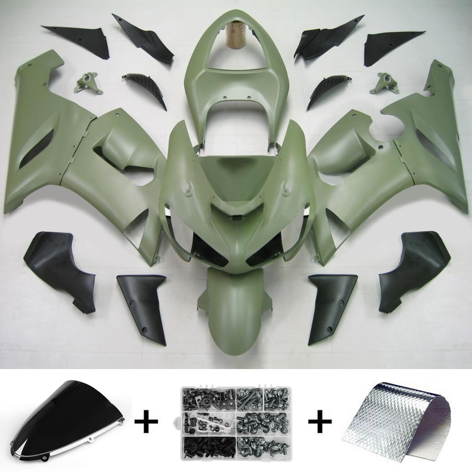 2005-2006 Kawasaki ZX6R 636 Amotopart Kit de carénage d'injection carrosserie plastique ABS #111