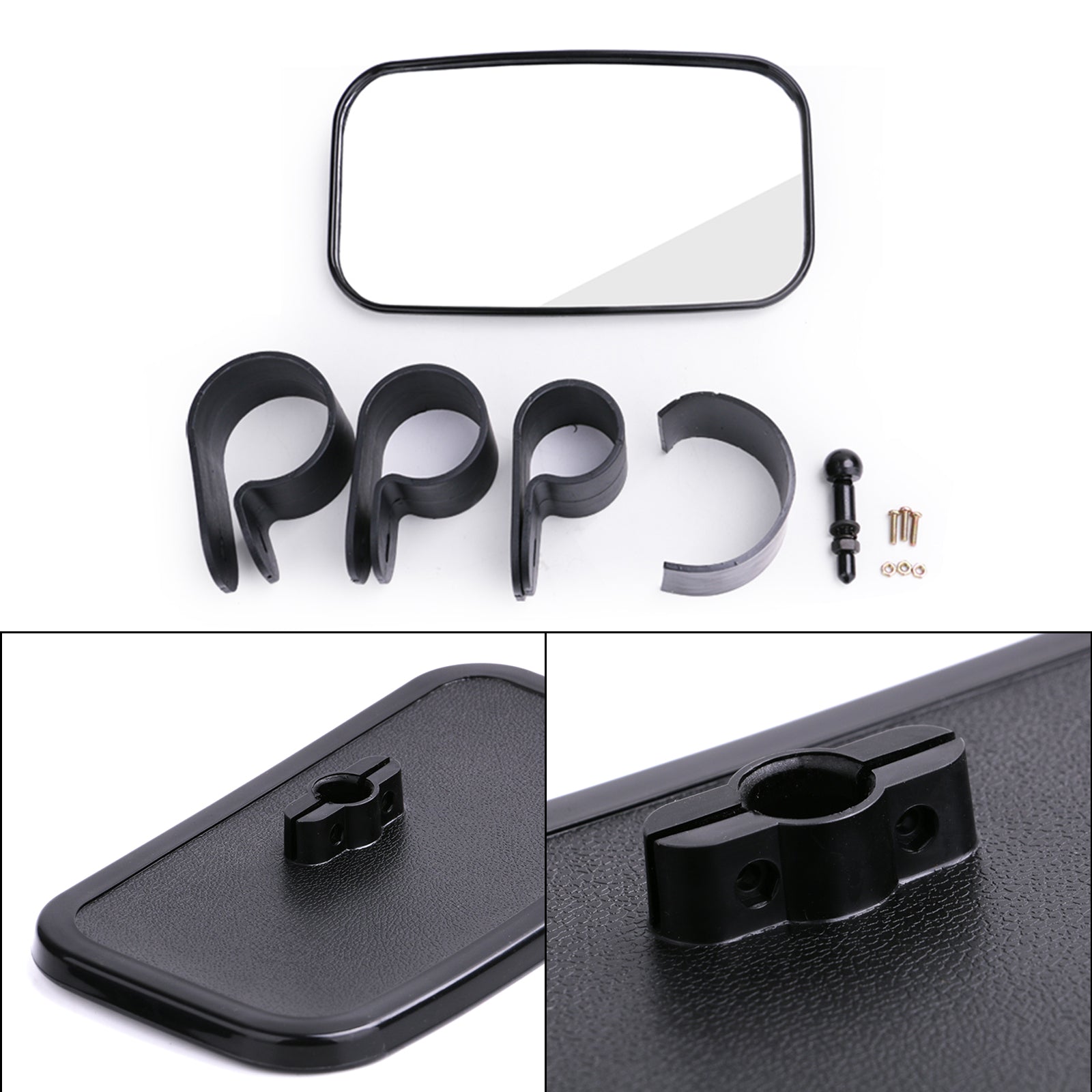 1.5" 1.75" 2" Bar Retangular Rear View Mirror For Kawasaki Mule Can-Am Commander