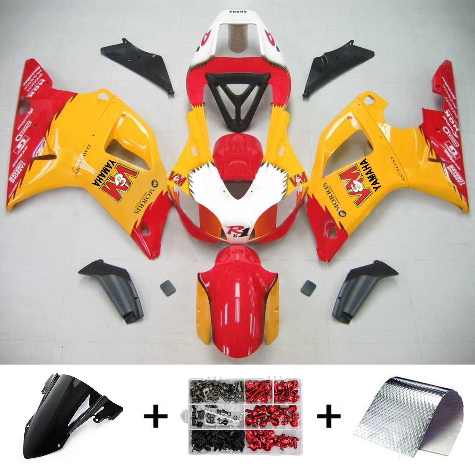 1998-1999 Yamaha YZF 1000 R1 Kit de carénage d'injection Amotopart carrosserie plastique ABS #104