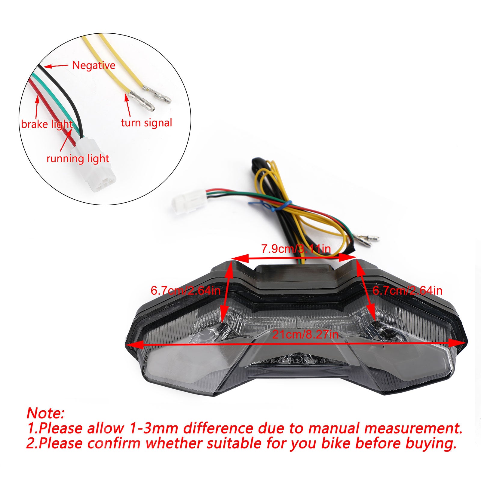 2015-2018 Yamaha FJ09 MT-09 Tracer Tracer 900 Moto LED frein feu arrière fumée générique