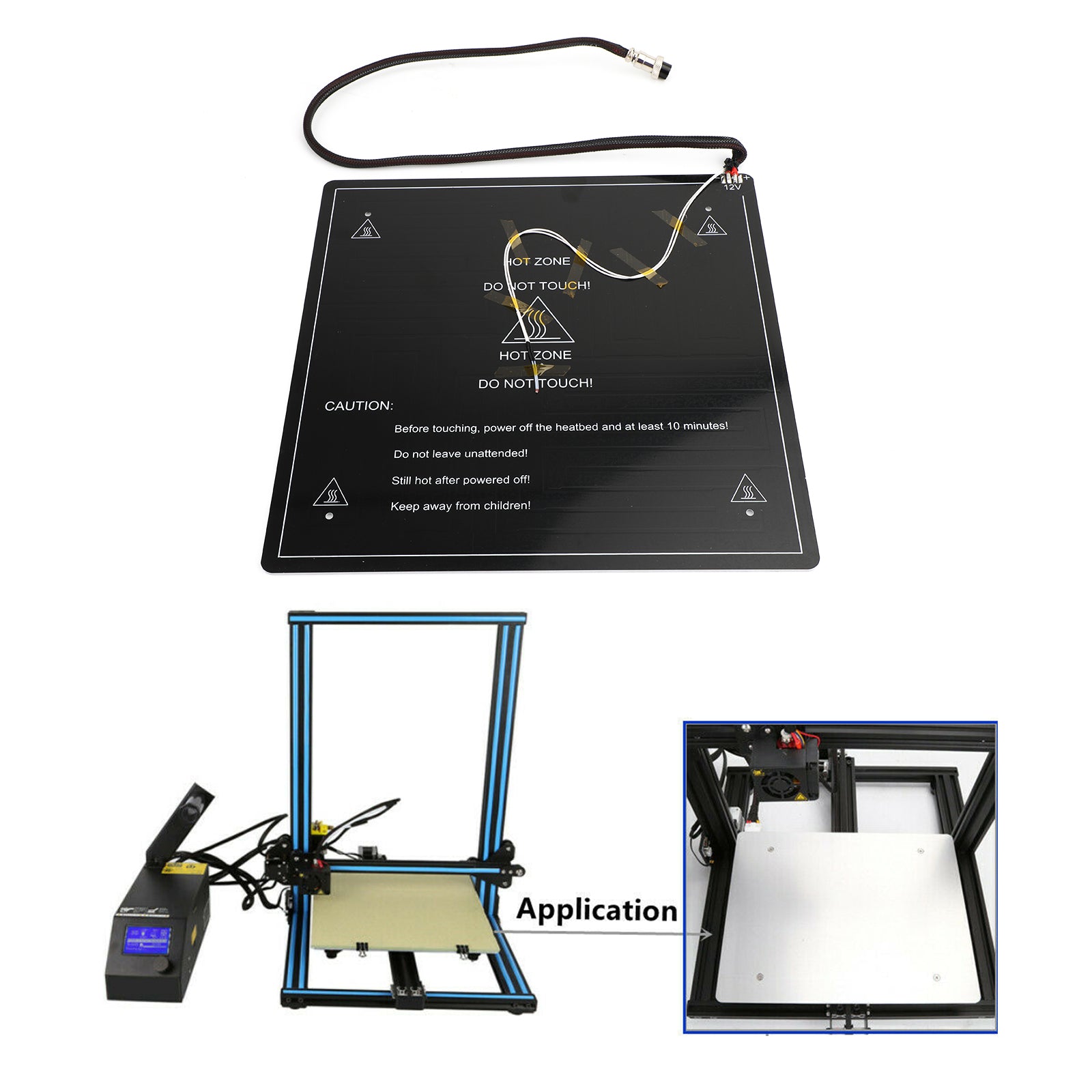 310*310*3mm Aluminum Heated Bed Hot Bed Platform for CR-10 10S 3D Printer &Cable