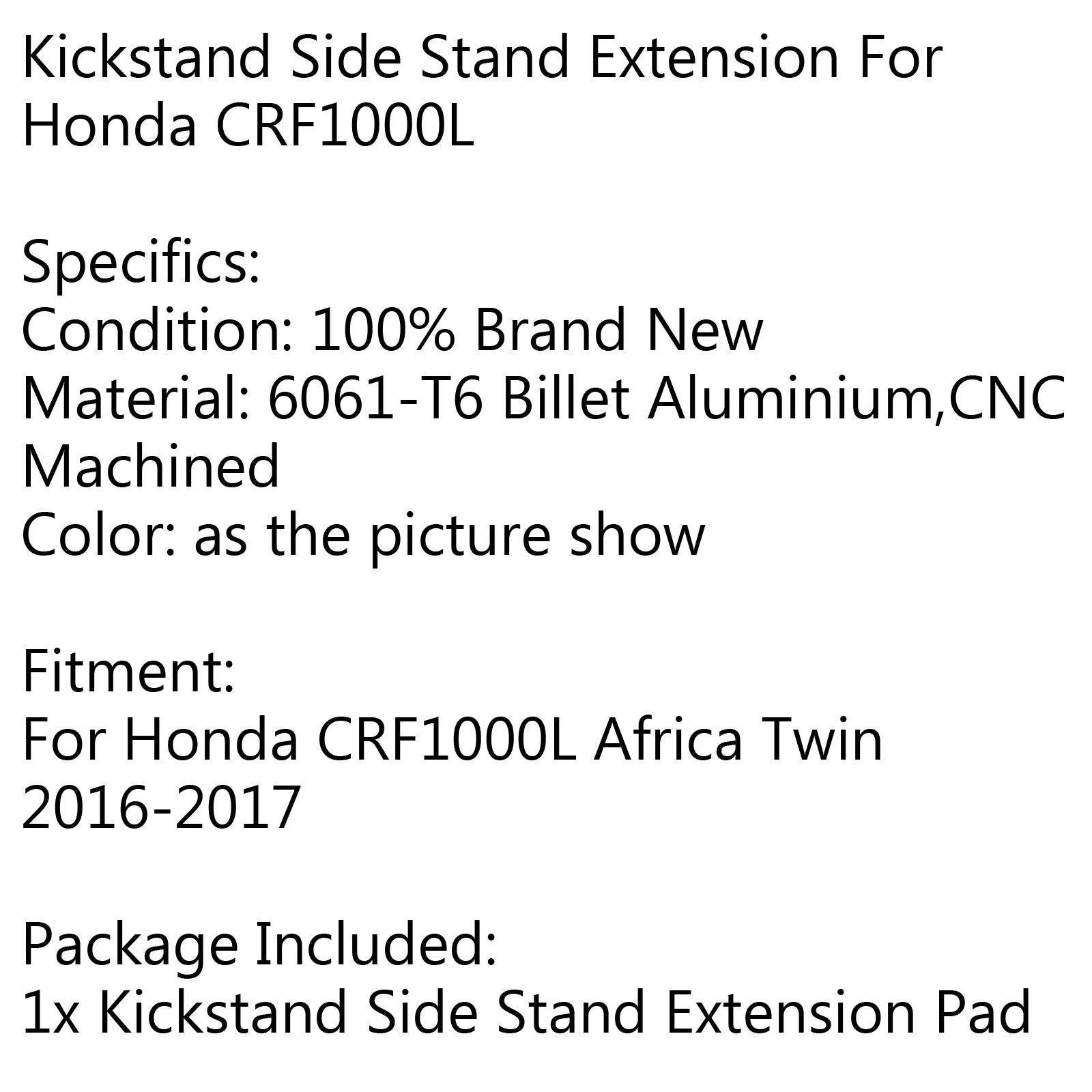 Zijpad standaard verlengplaat voor Honda CRF1000L Africa Twin 16-17 BK