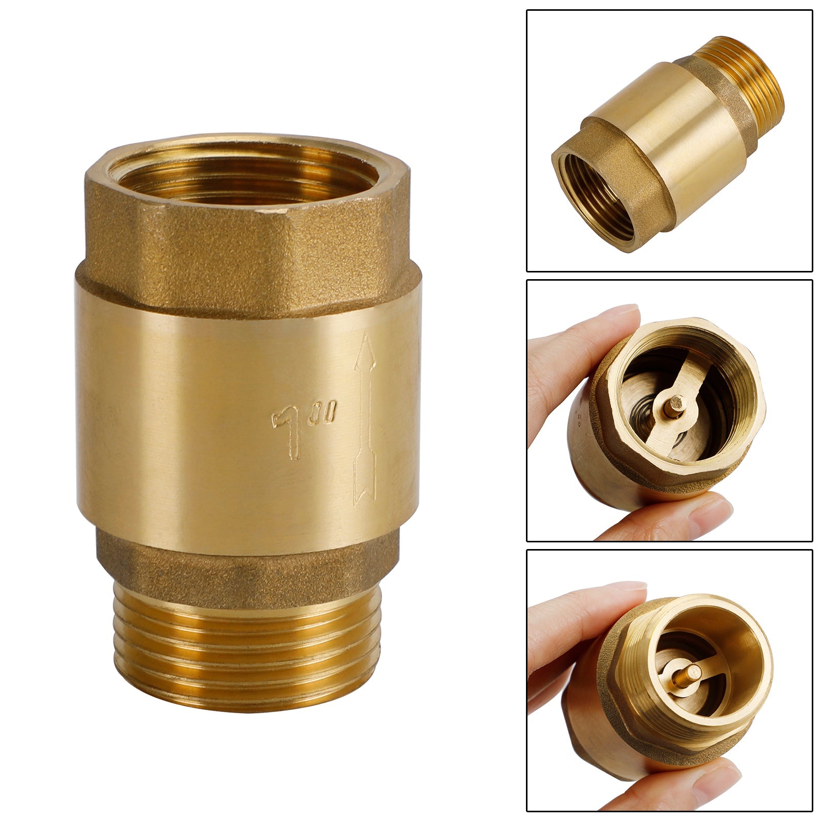 Brass Check Valve G1/2" G3/4" G1" M To F Thread Non-Return Backflow Prevention